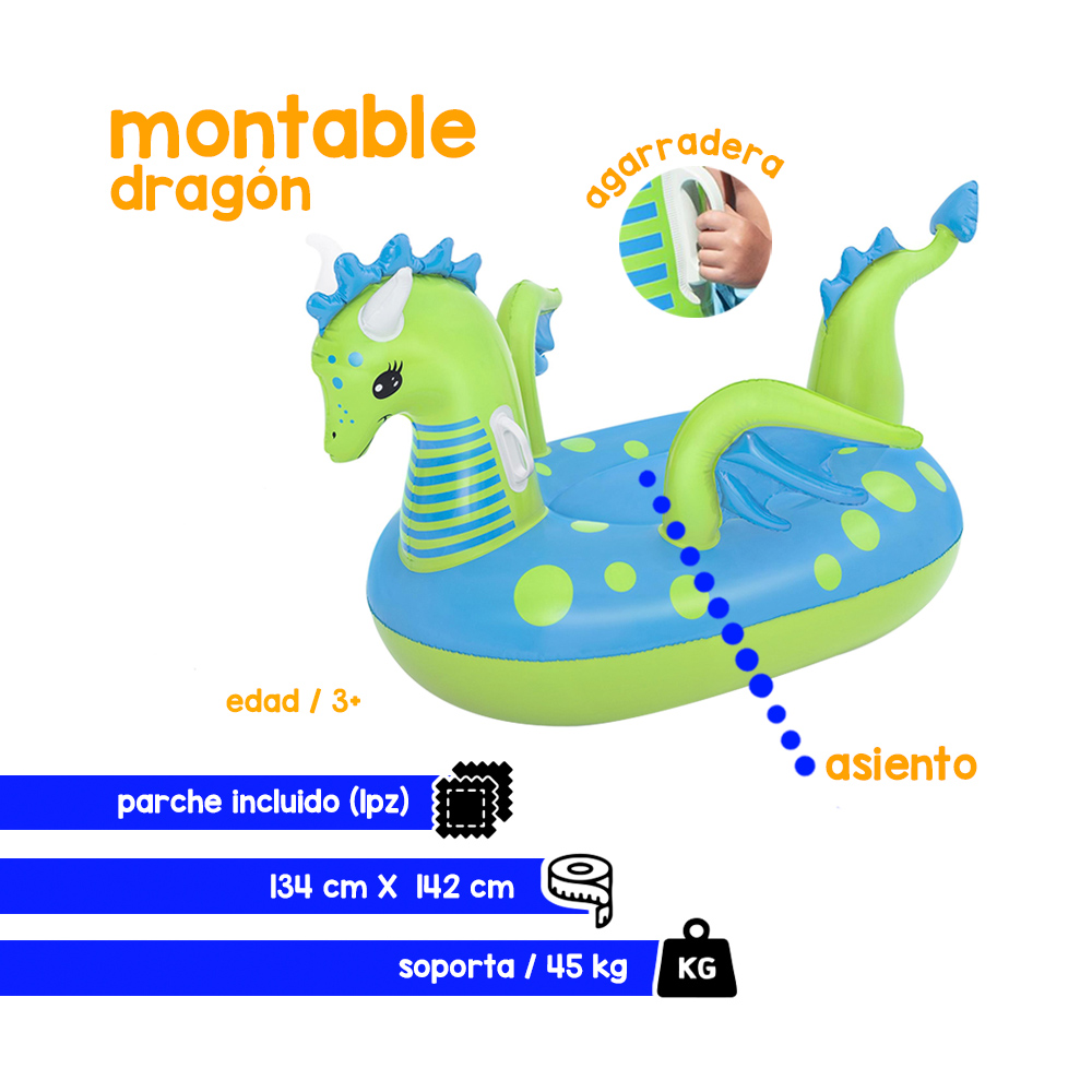 Foto 3 pulgar | Salvavidas Infantil Montable Bestway Dragón Marino colo Verde
