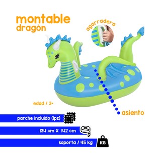 Foto 2 | Salvavidas Infantil Montable Bestway Dragón Marino colo Verde