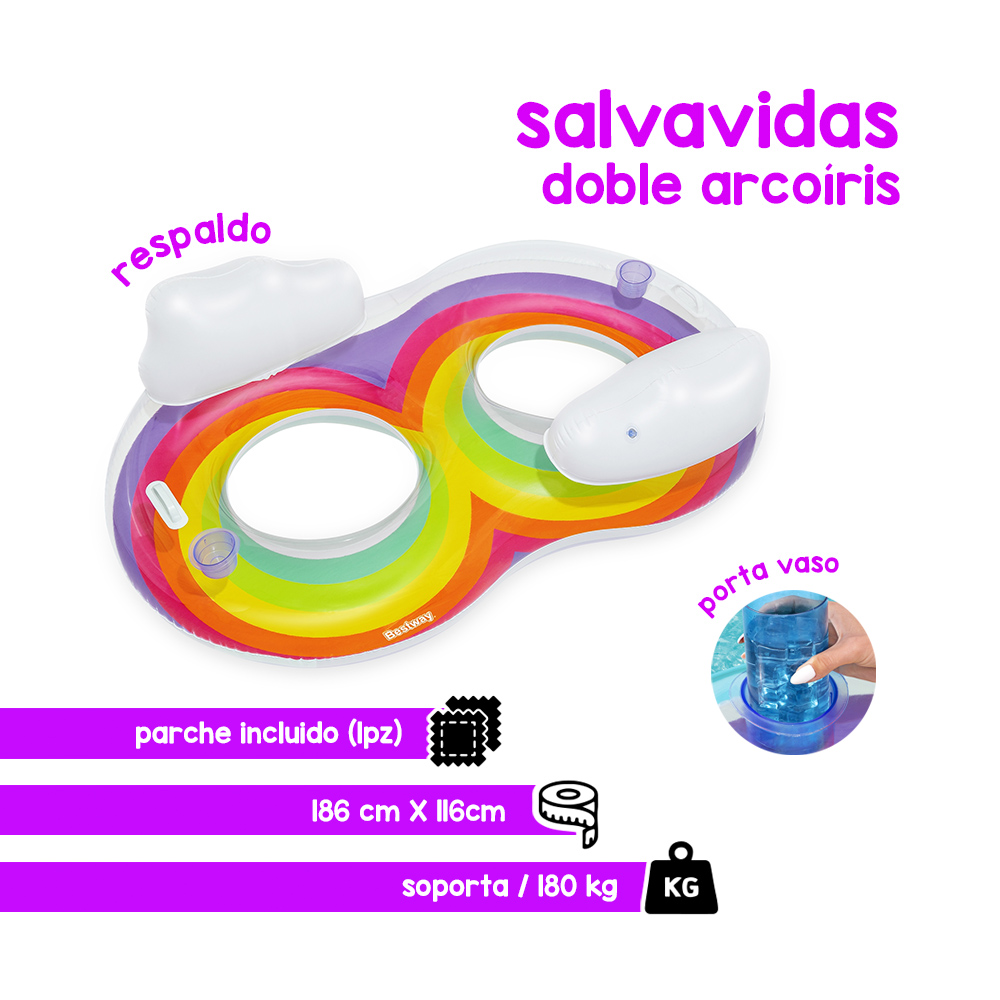 Foto 3 pulgar | Salvavidas Bestway 43648 Multicolor - Doble Arcoíris