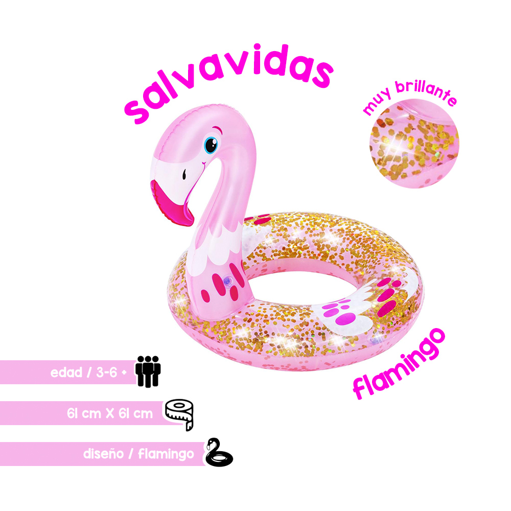 Foto 3 pulgar | Salvavidas Infantil Beswtay Flamingo con Brillos