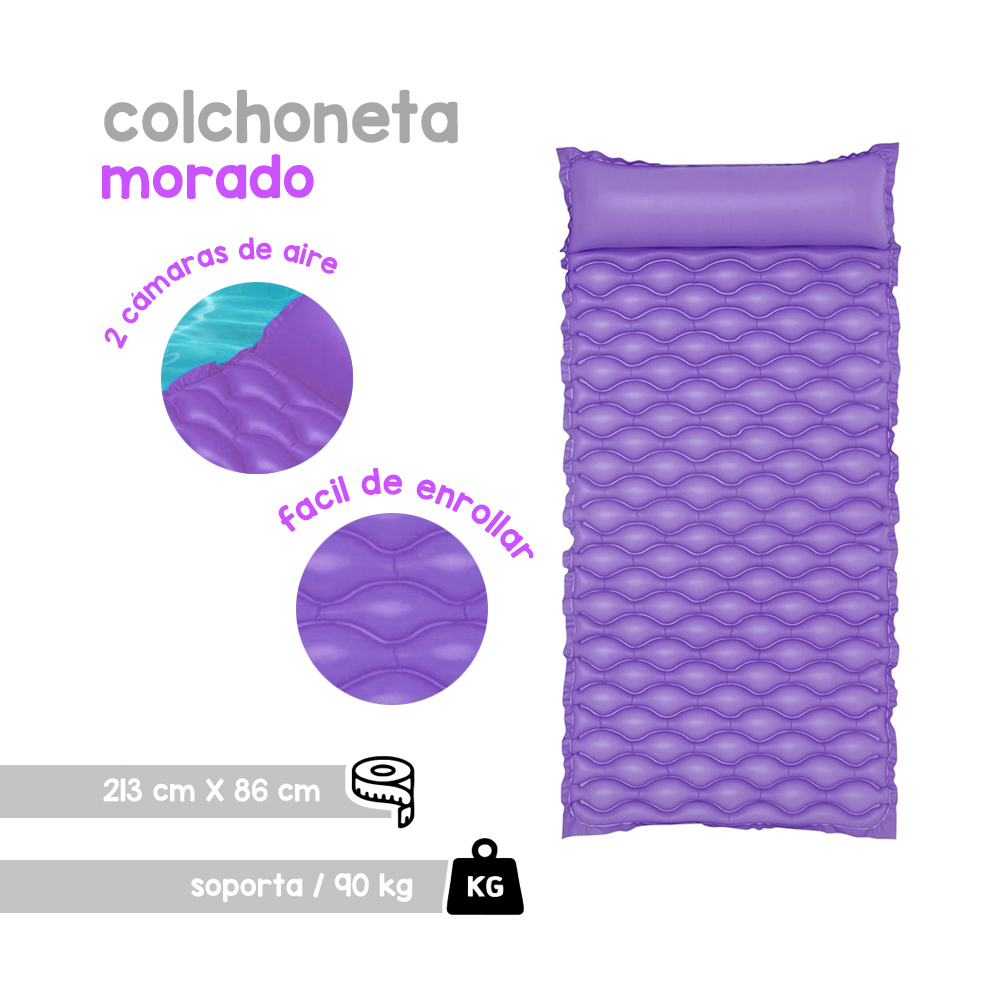 Foto 2 | Cama Montable Flotador Inflable Morado Plástico Resistente Enrollable Bestway