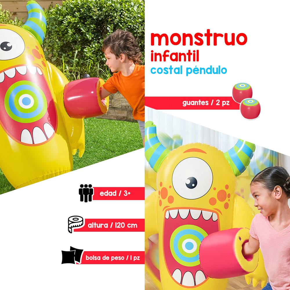 Foto 3 pulgar | Punching Bag Infantil Inflable Bestway 52545 Multicolor 3 Piezas - Monstruo de Boxeo