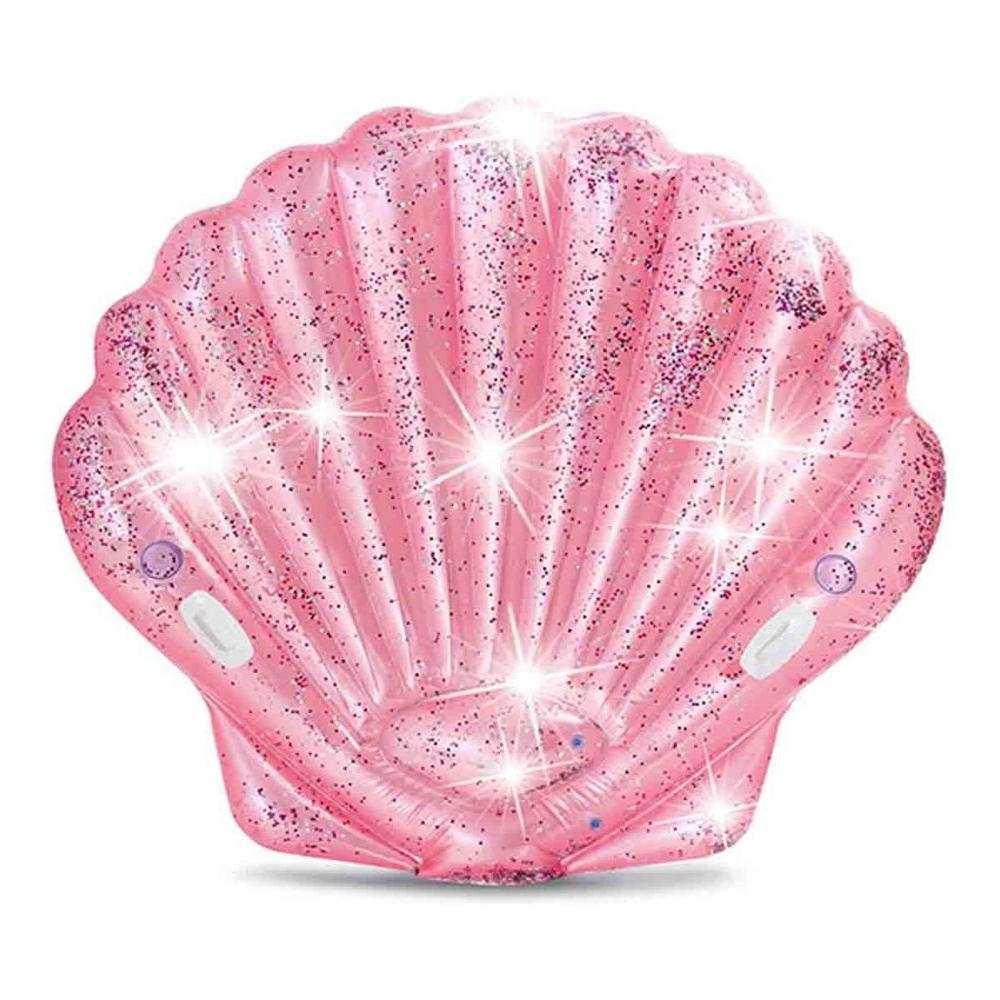 Inflable Concha color Rosa Alberca Glitter Playa Intex