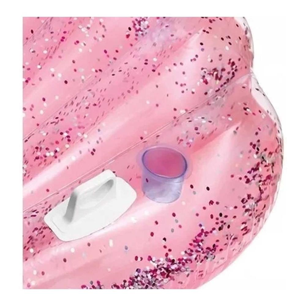 Foto 4 pulgar | Inflable Concha color Rosa Alberca Glitter Playa Intex