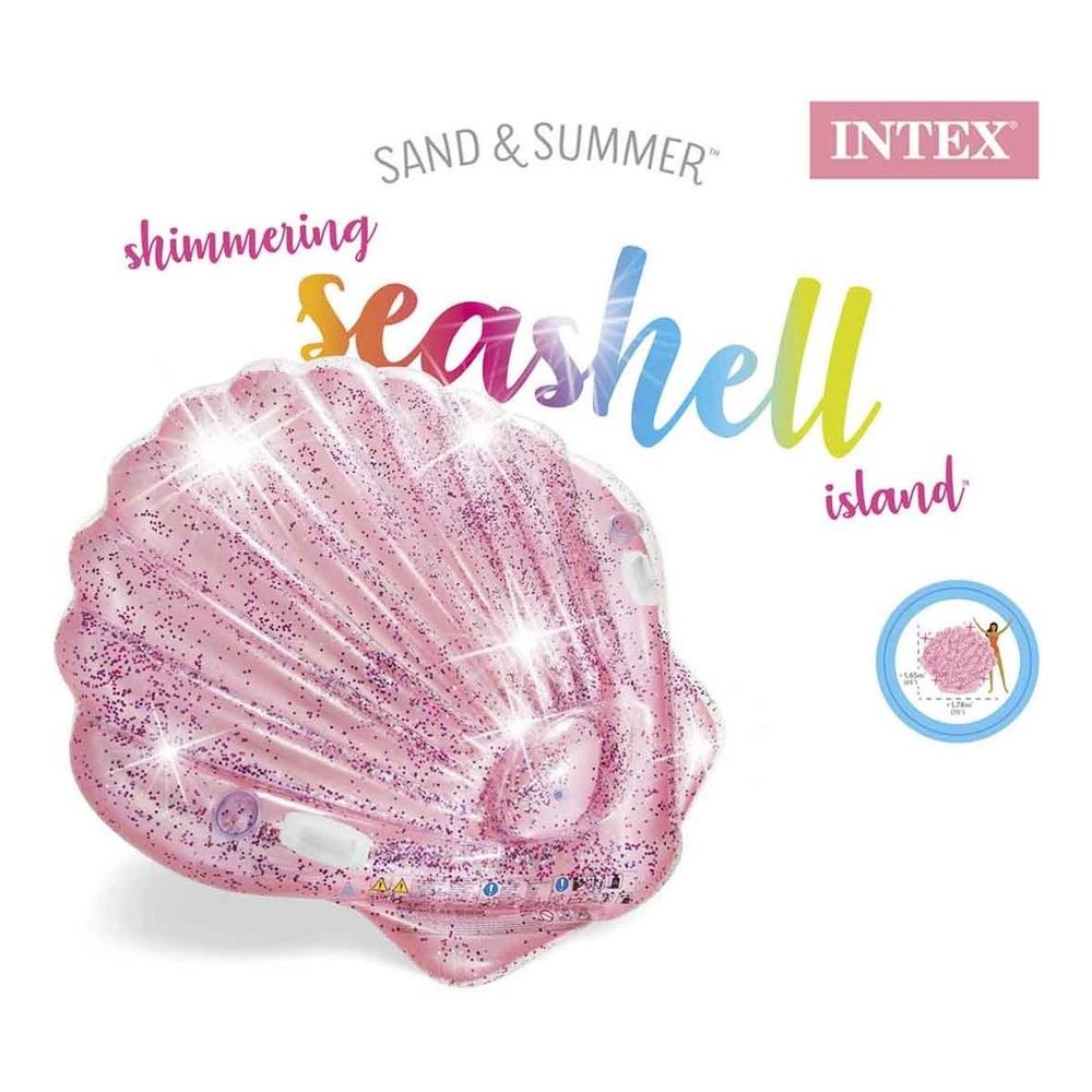 Foto 5 pulgar | Inflable Concha color Rosa Alberca Glitter Playa Intex