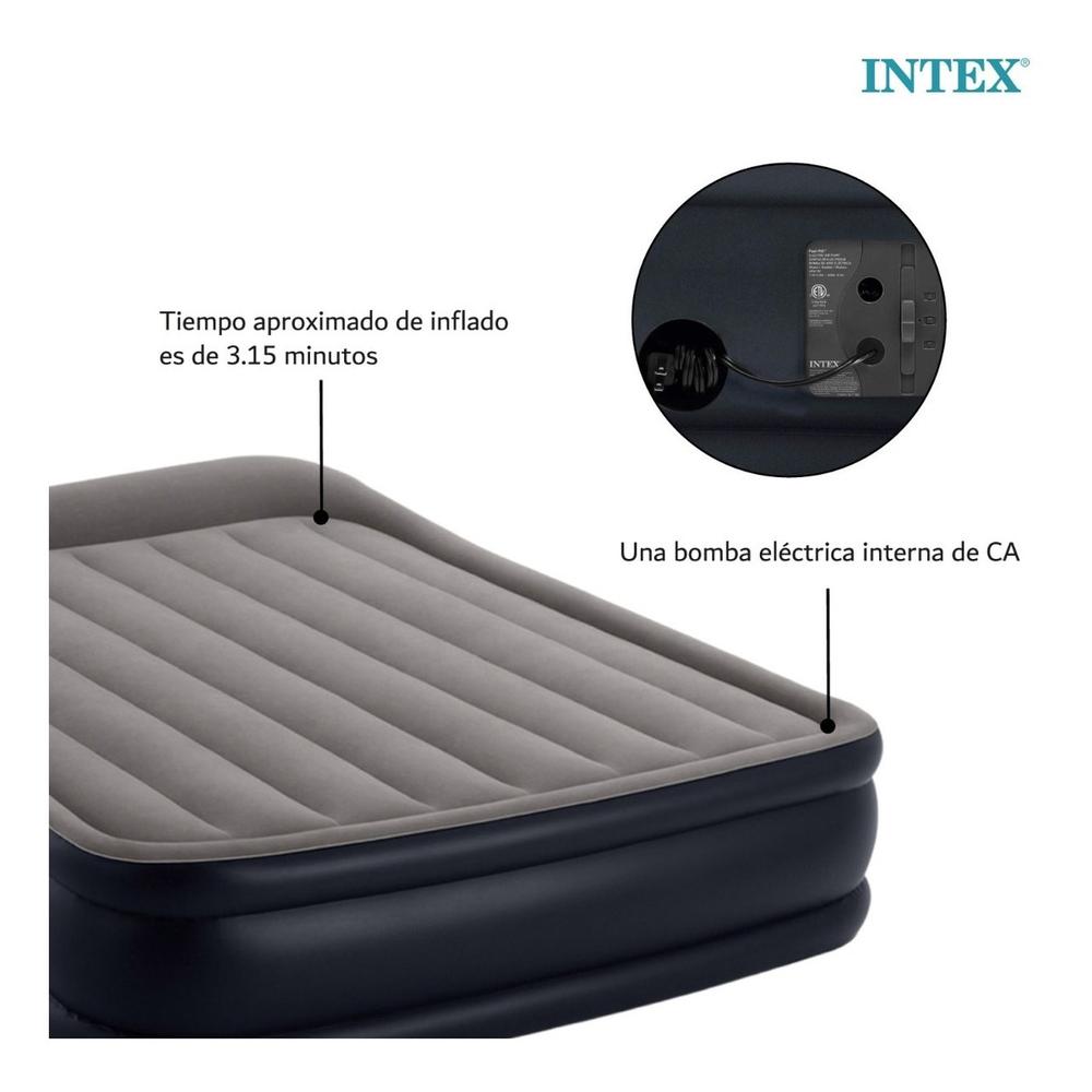 Foto 4 | Colchón Inflable Intex 64135EP color Negro Campismo Queen Size Doble Altura más Bomba