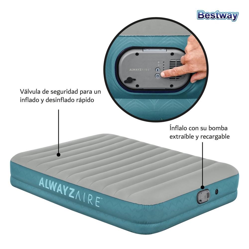 Foto 4 | Colchón Inflable Bestway Queen con Bomba Extraíble Recargable