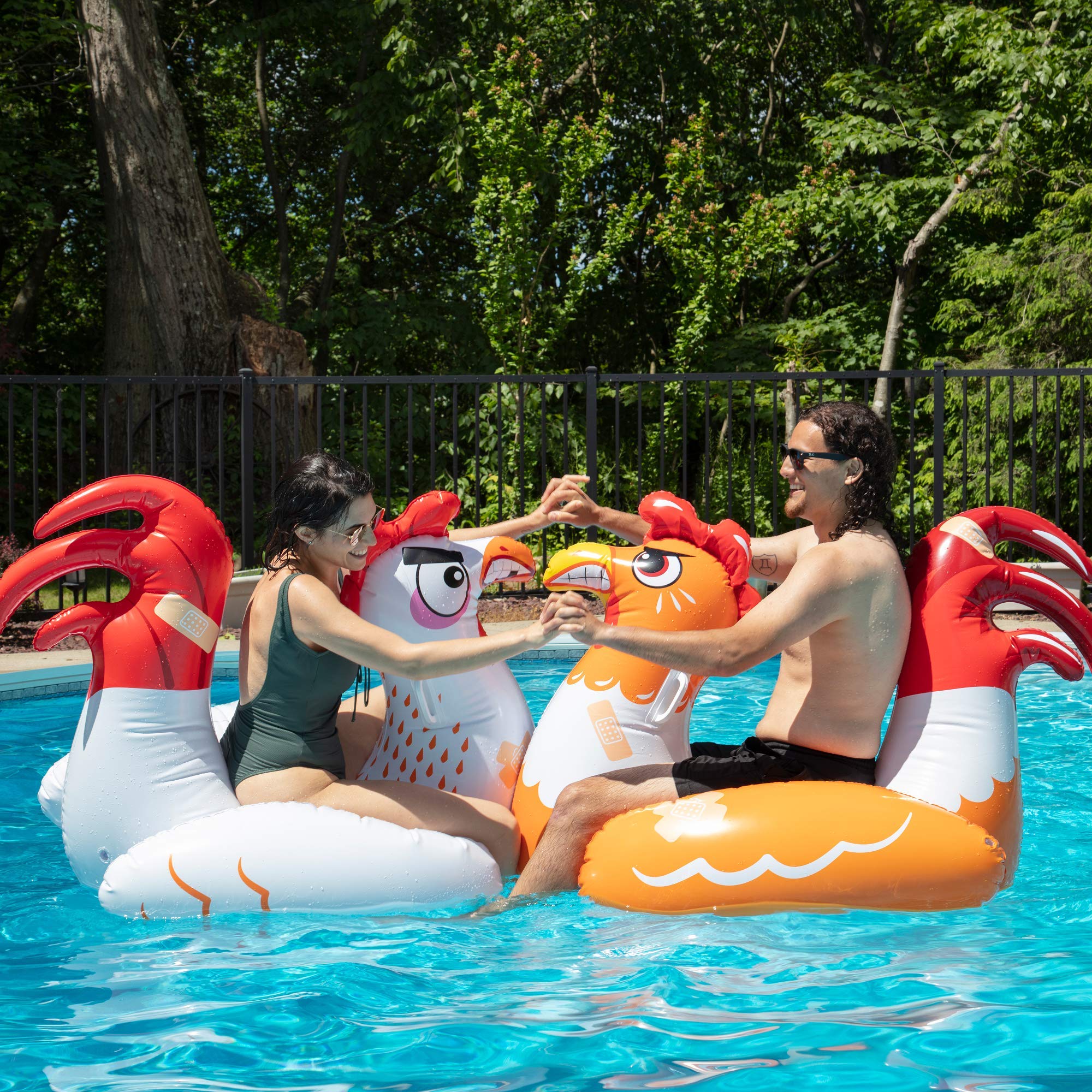 Set De Juego Inflable Para Piscina Chicken Fight Con 2 Cabalgatas - Venta Internacional.