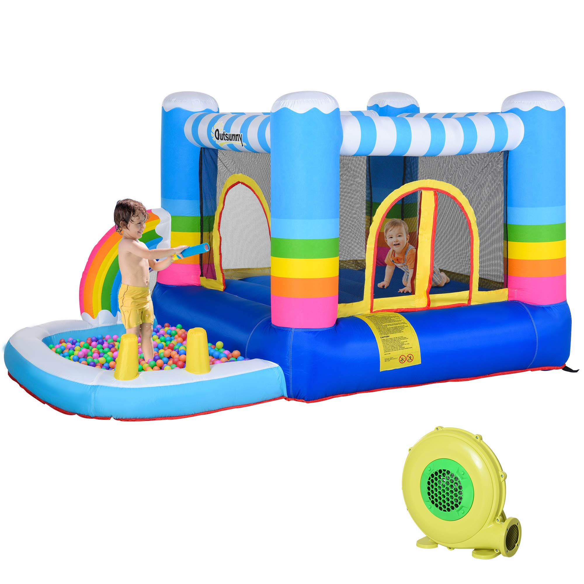 Foto 2 pulgar | Casa Hinchable Outsunny Para Niños 2 En 1 Con Trampolín - Venta Internacional.