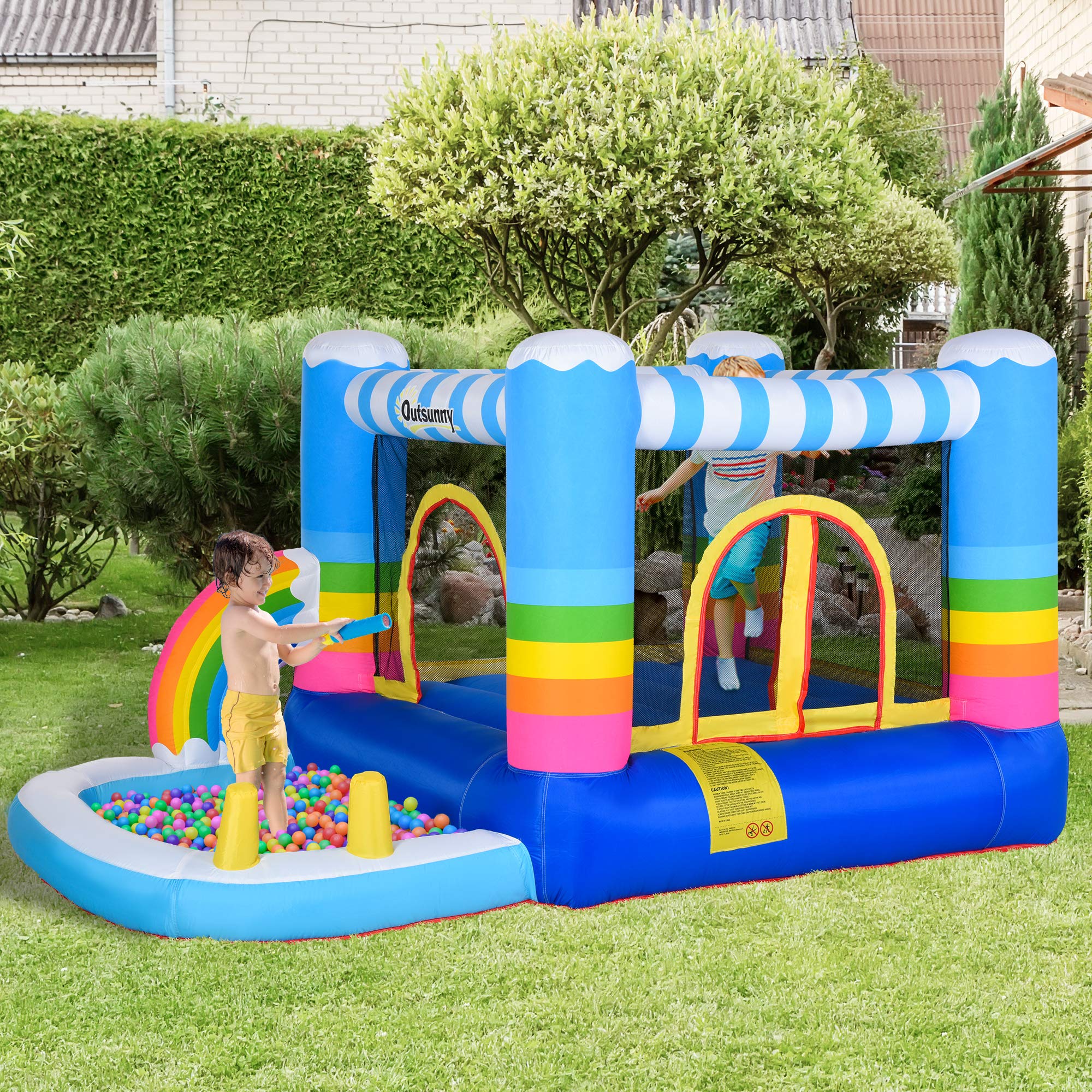 Foto 3 pulgar | Casa Hinchable Outsunny Para Niños 2 En 1 Con Trampolín - Venta Internacional.