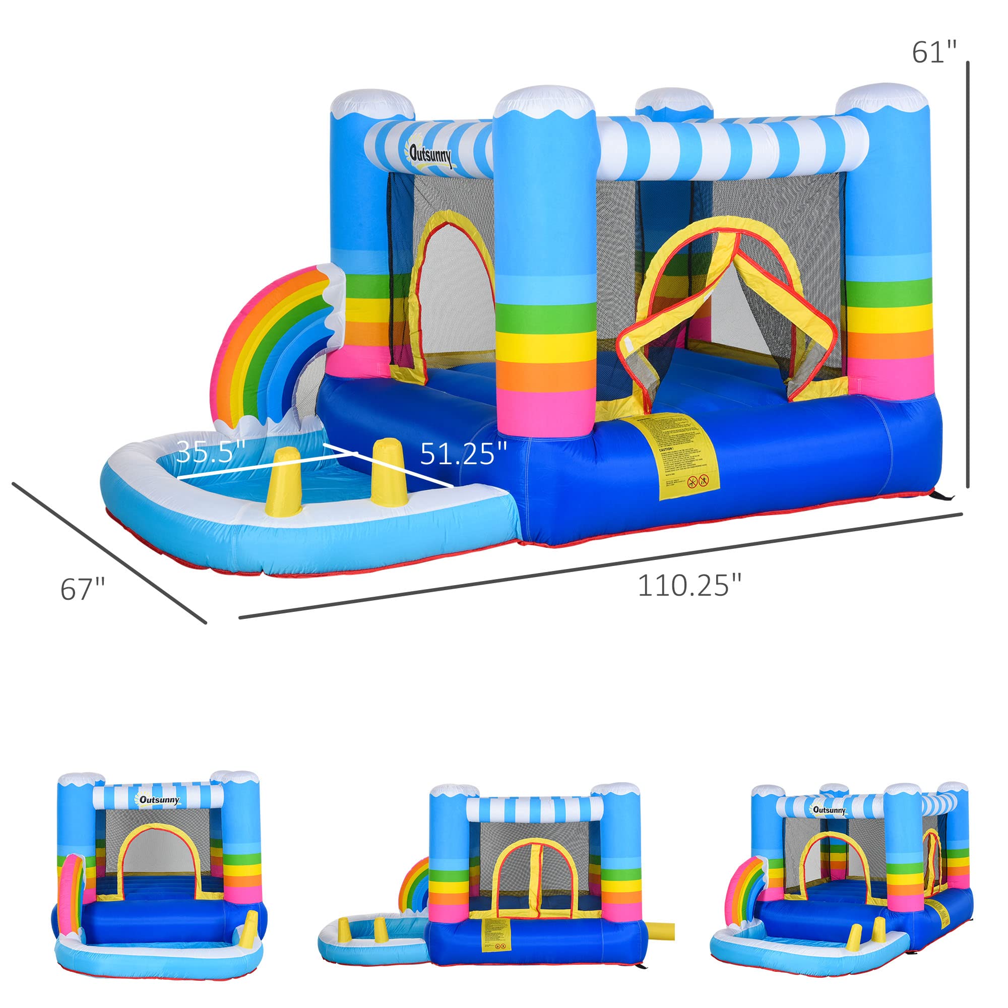 Foto 3 | Casa Hinchable Outsunny Para Niños 2 En 1 Con Trampolín - Venta Internacional.