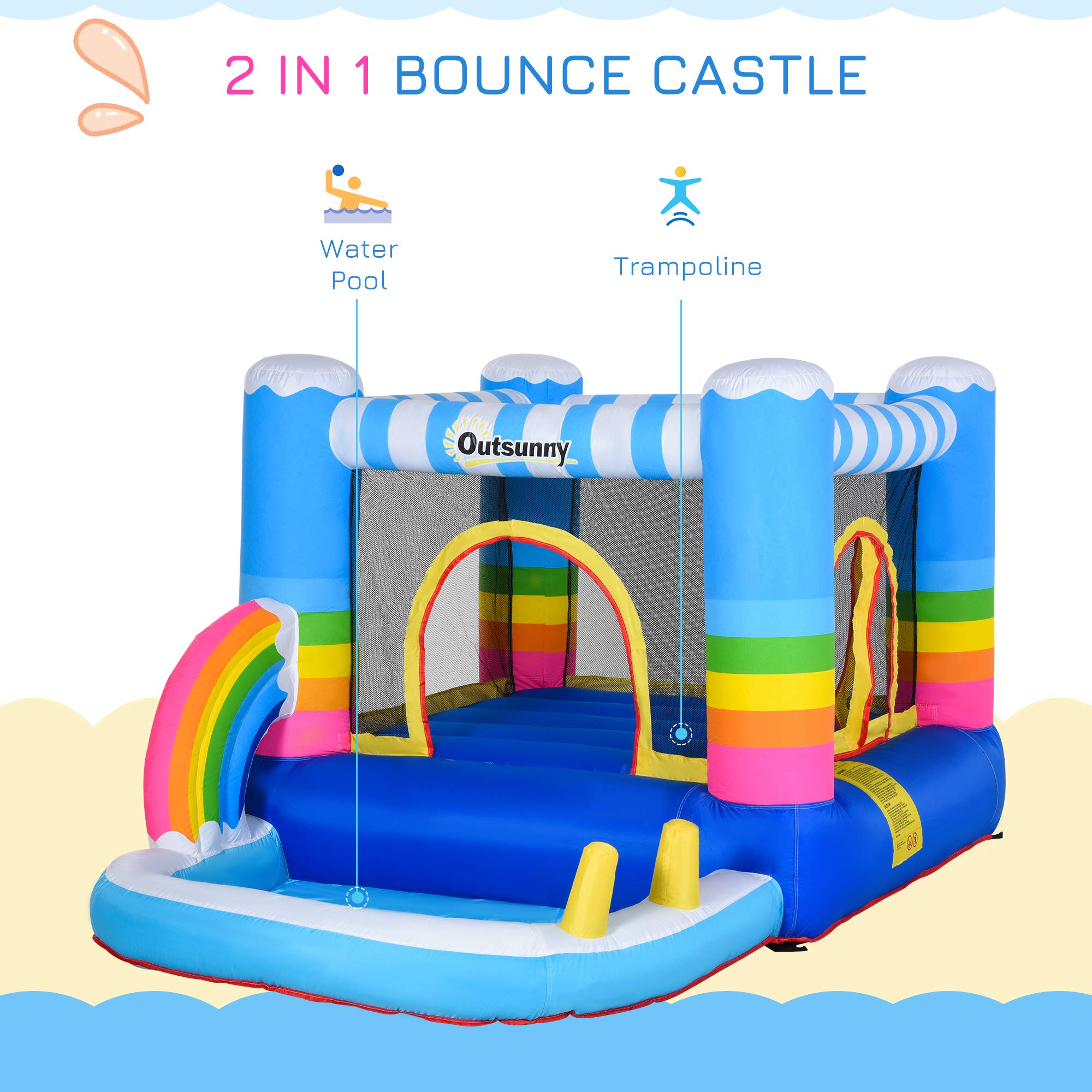 Foto 5 pulgar | Casa Hinchable Outsunny Para Niños 2 En 1 Con Trampolín - Venta Internacional.