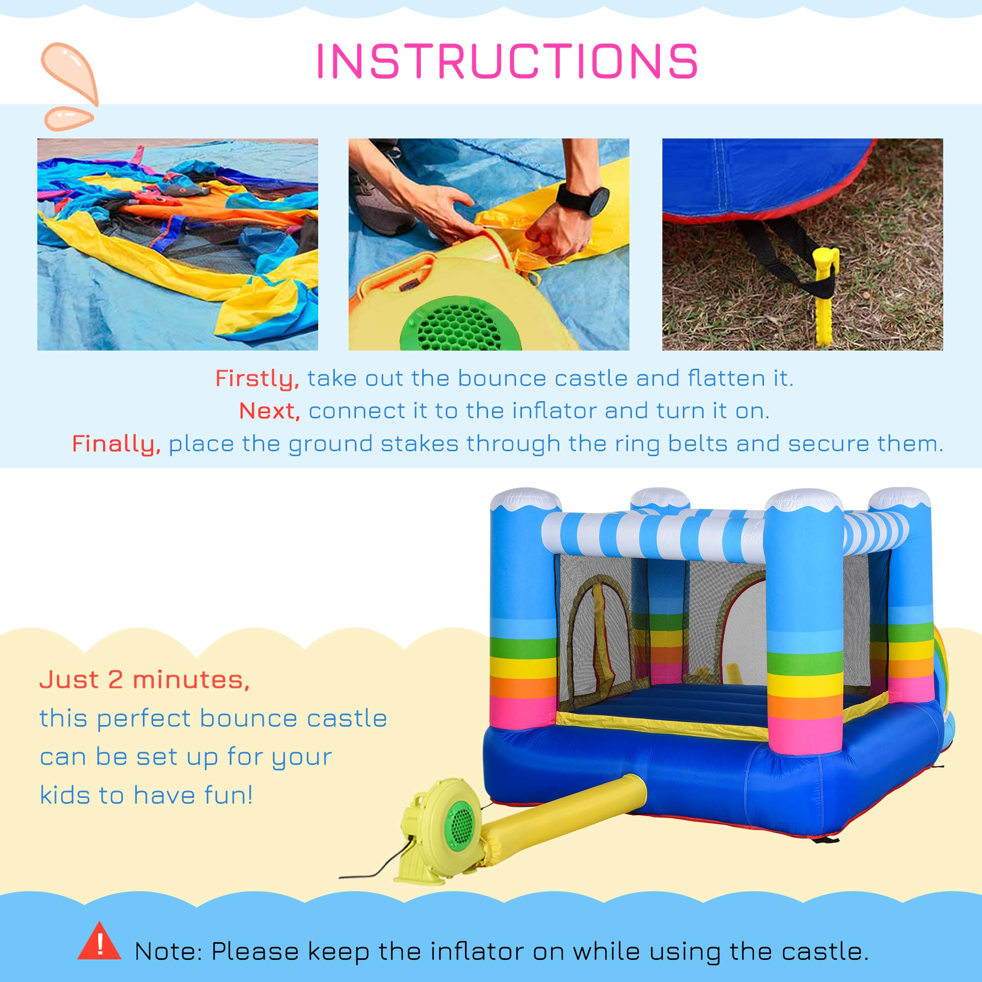 Foto 7 pulgar | Casa Hinchable Outsunny Para Niños 2 En 1 Con Trampolín - Venta Internacional.