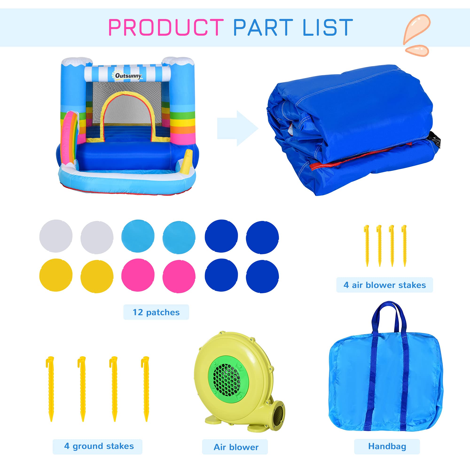 Foto 8 pulgar | Casa Hinchable Outsunny Para Niños 2 En 1 Con Trampolín - Venta Internacional.