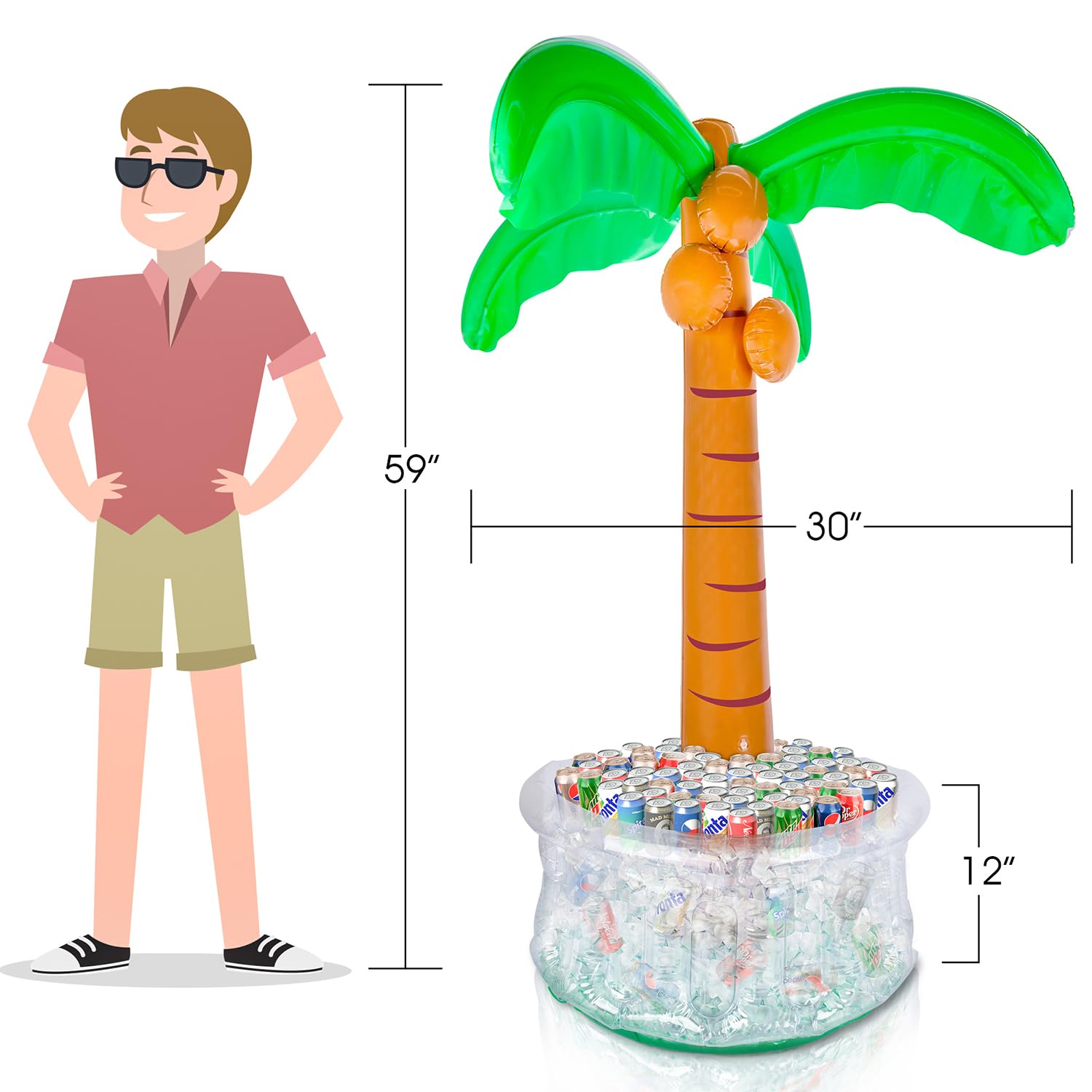 Foto 5 pulgar | Hielera Inflable Con Forma De Palmera Artcreativity, 150 Cm, Con Enfriador De Bebidas - Venta Internacional.