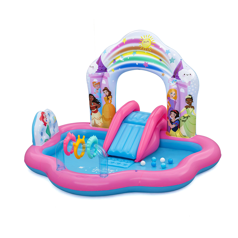 Foto 2 pulgar | Alberca Inflable Infantil Con Resbaladilla Para Niñas Diseño Princesas Disney