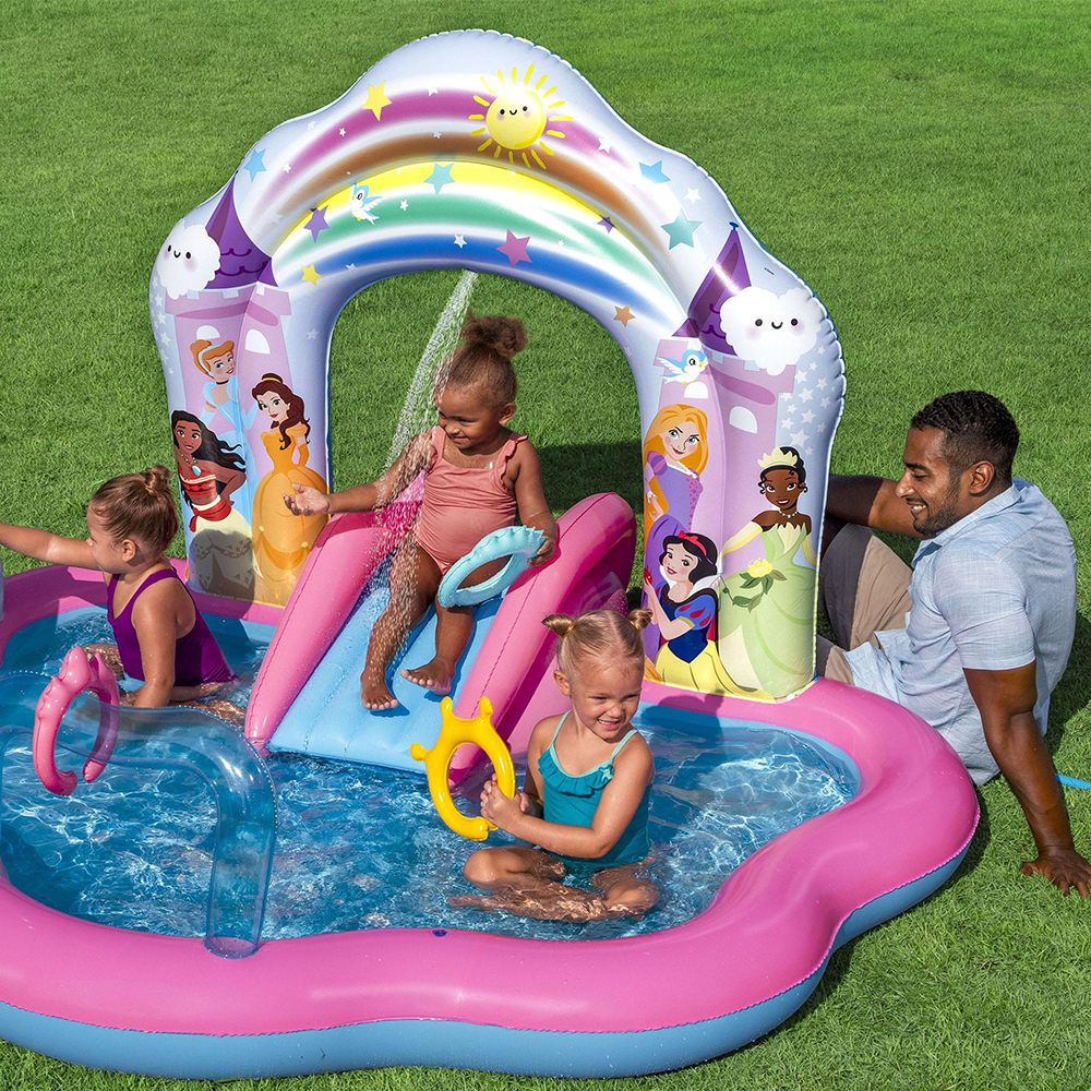 Foto 5 pulgar | Alberca Inflable Infantil Con Resbaladilla Para Niñas Diseño Princesas Disney