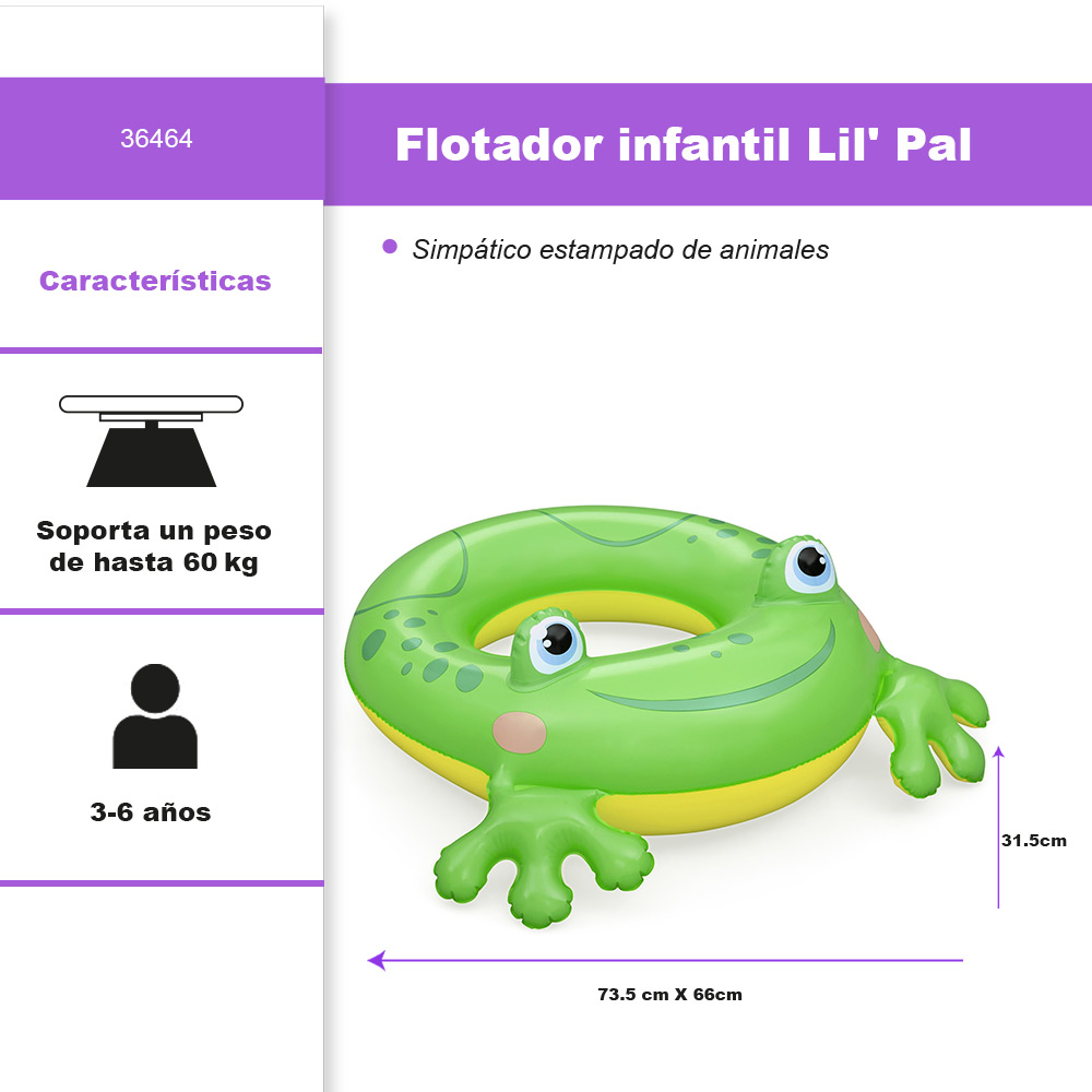 Foto 3 pulgar | Salvavidas Infantil Inflable Bestway Rana