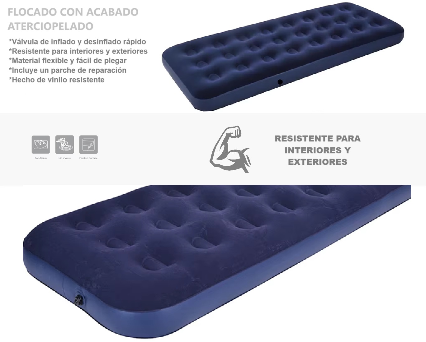 Foto 9 pulgar | Colchón Inflable Individual Camping Cama De Aire Portátil