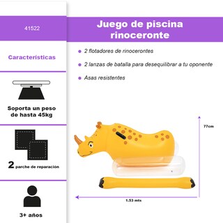Foto 2 | Juego Inflable Infantil Para Albercas Rinoceronte Rumble
