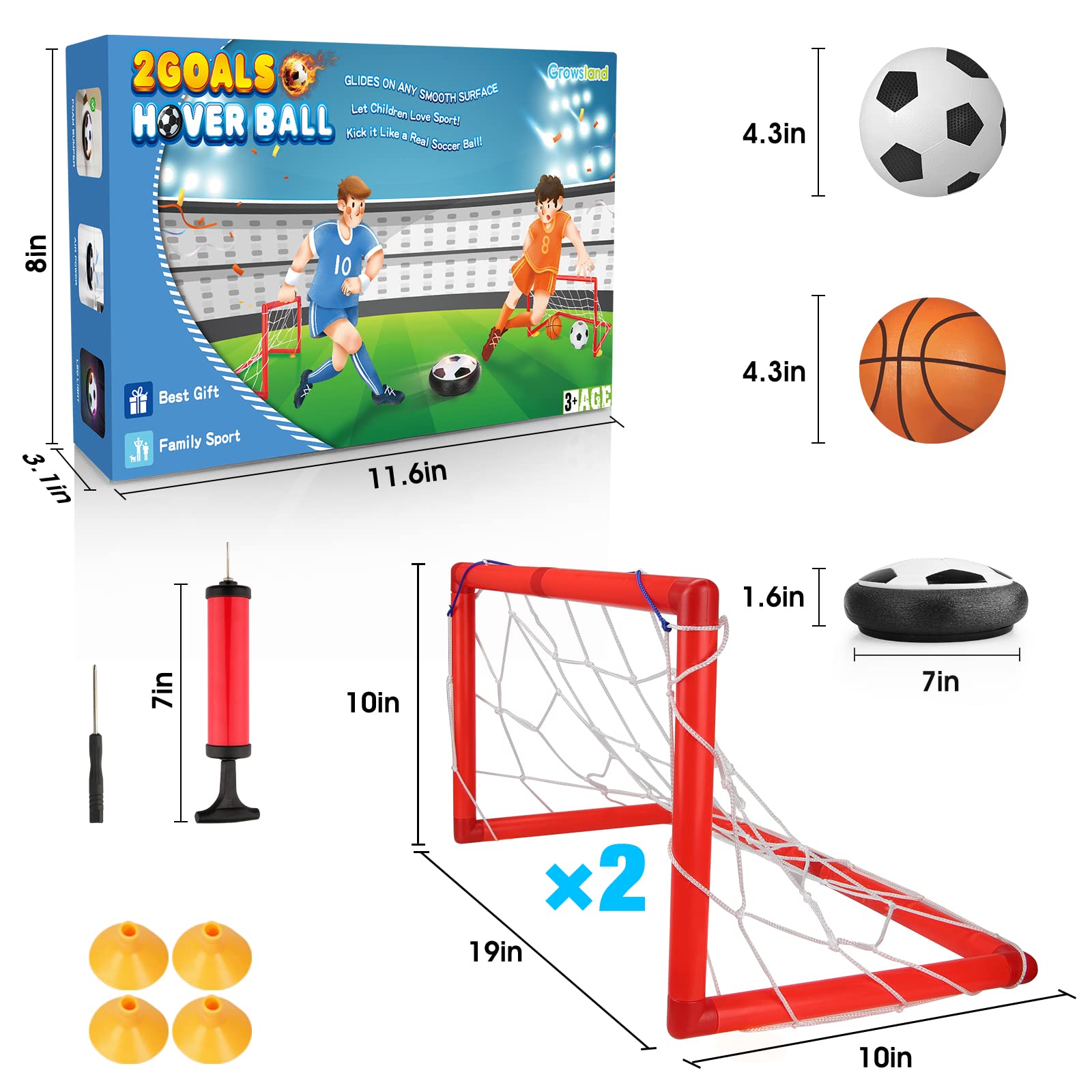 Foto 3 pulgar | Balón De Fútbol Hover Growsland Con 2 Porterías Para Niños Y Niñas - Venta Internacional.
