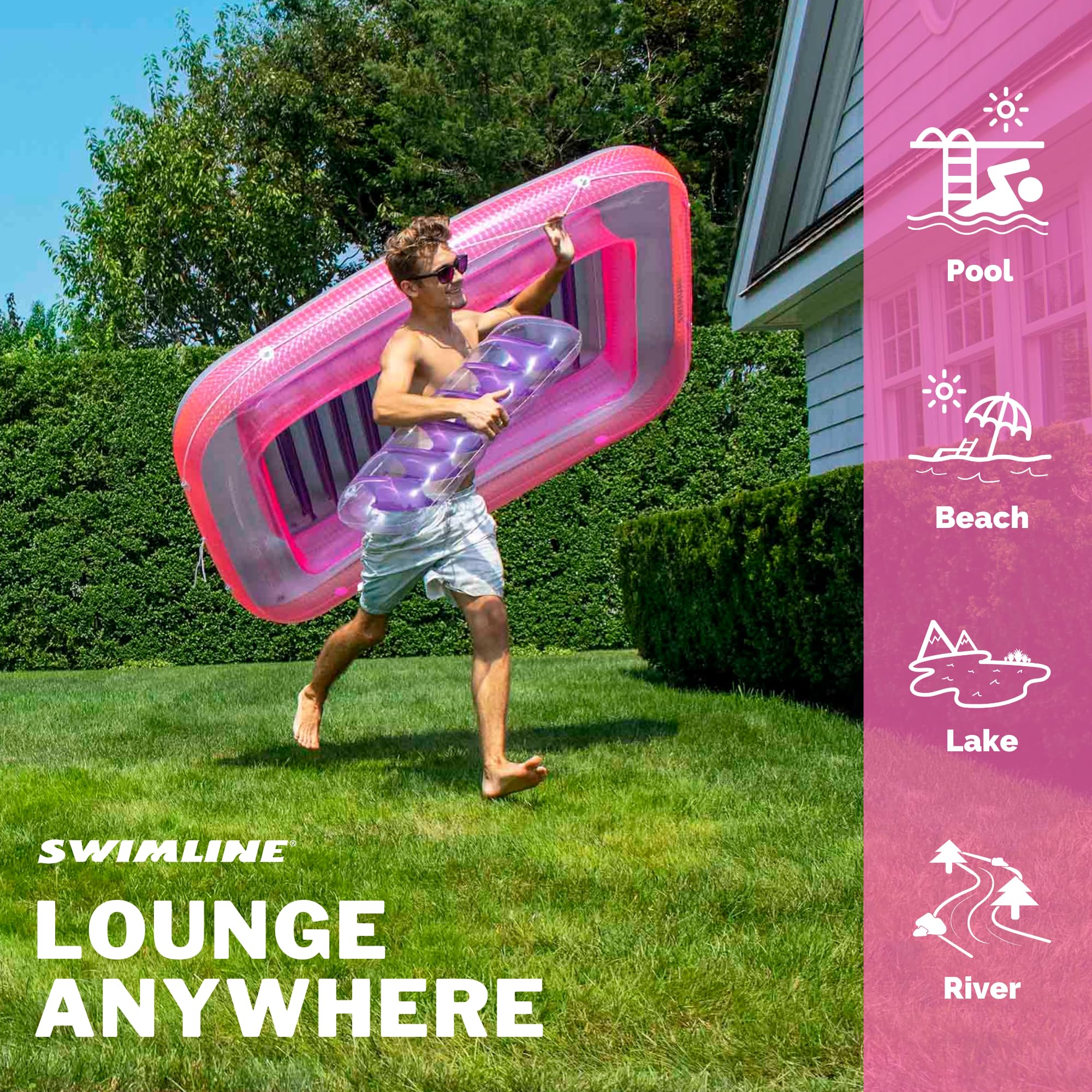 Foto 4 pulgar | Tina Inflable Swimline Rosa 70x46x20 Cm - Venta Internacional