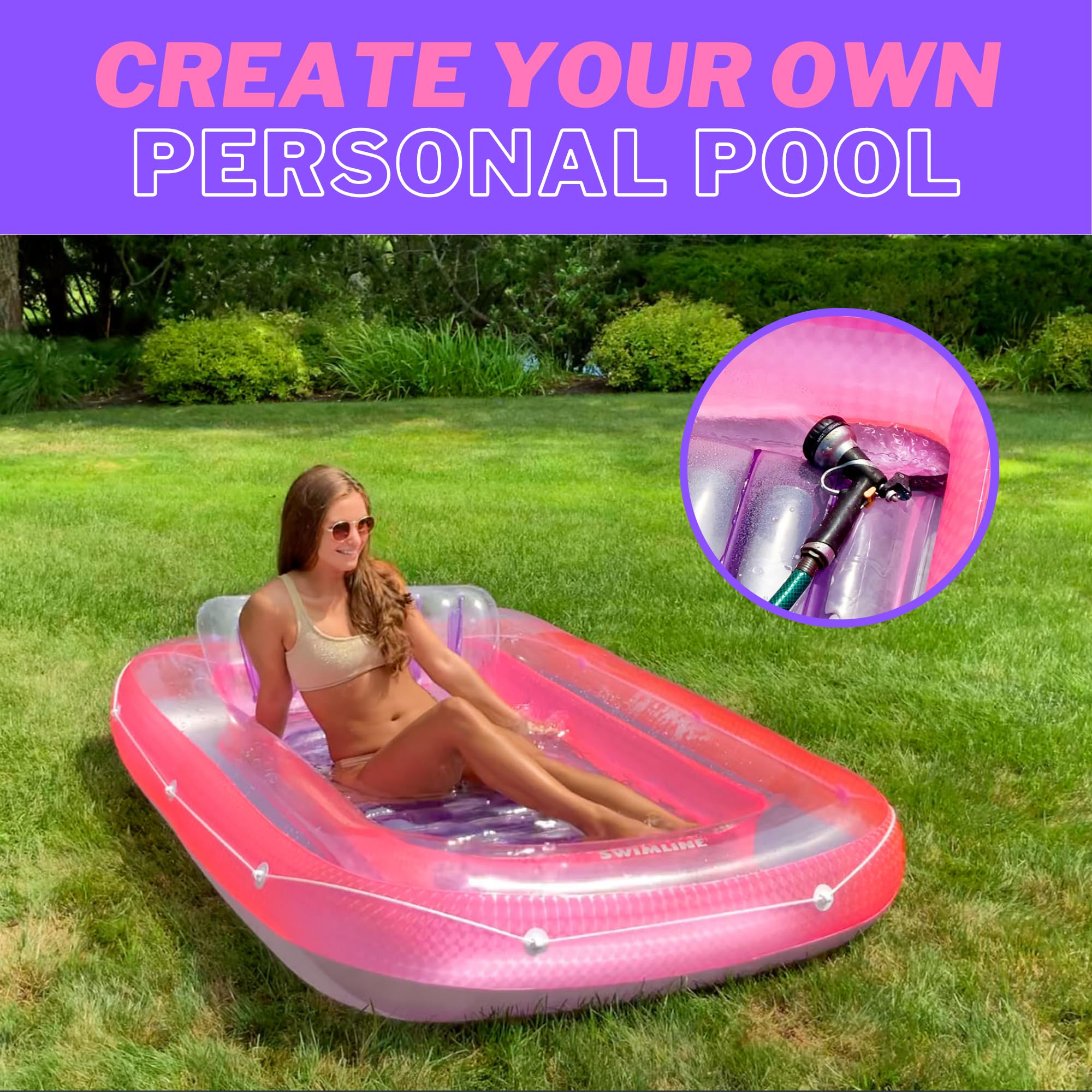 Foto 5 pulgar | Tina Inflable Swimline Rosa 70x46x20 Cm - Venta Internacional