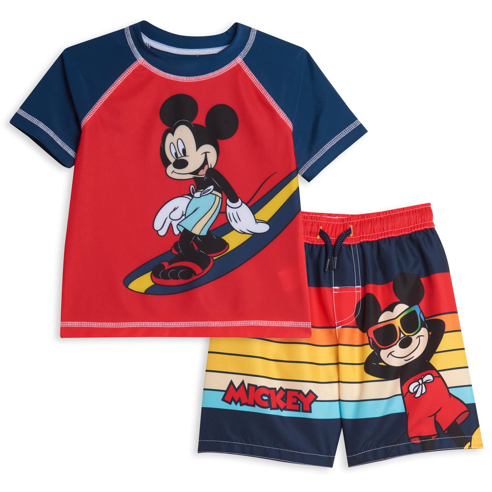 Foto 2 pulgar | Set De Baño Disney Mickey Mouse Para Niños Pequeños, Rojo, 5t, Protector Contra Salpullidos - Venta Internacional.