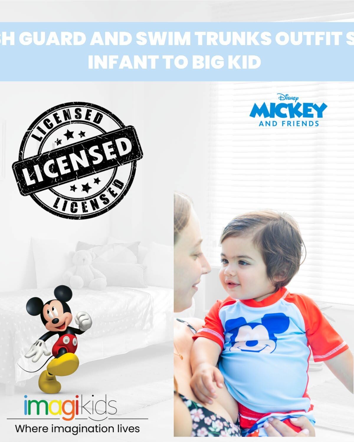Foto 3 pulgar | Set De Baño Disney Mickey Mouse Rash Guard Y Bañador 3t - Venta Internacional.
