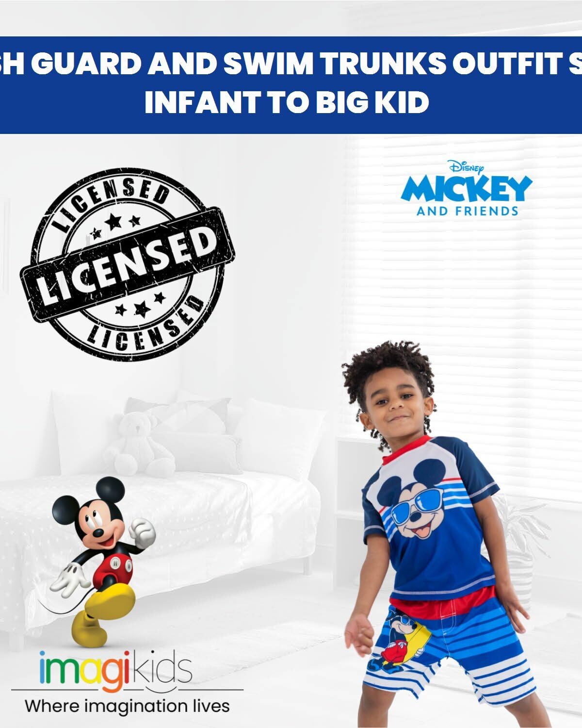 Foto 4 pulgar | Set De Baño Disney Mickey Mouse Rash Guard Y Bañador 3t - Venta Internacional.