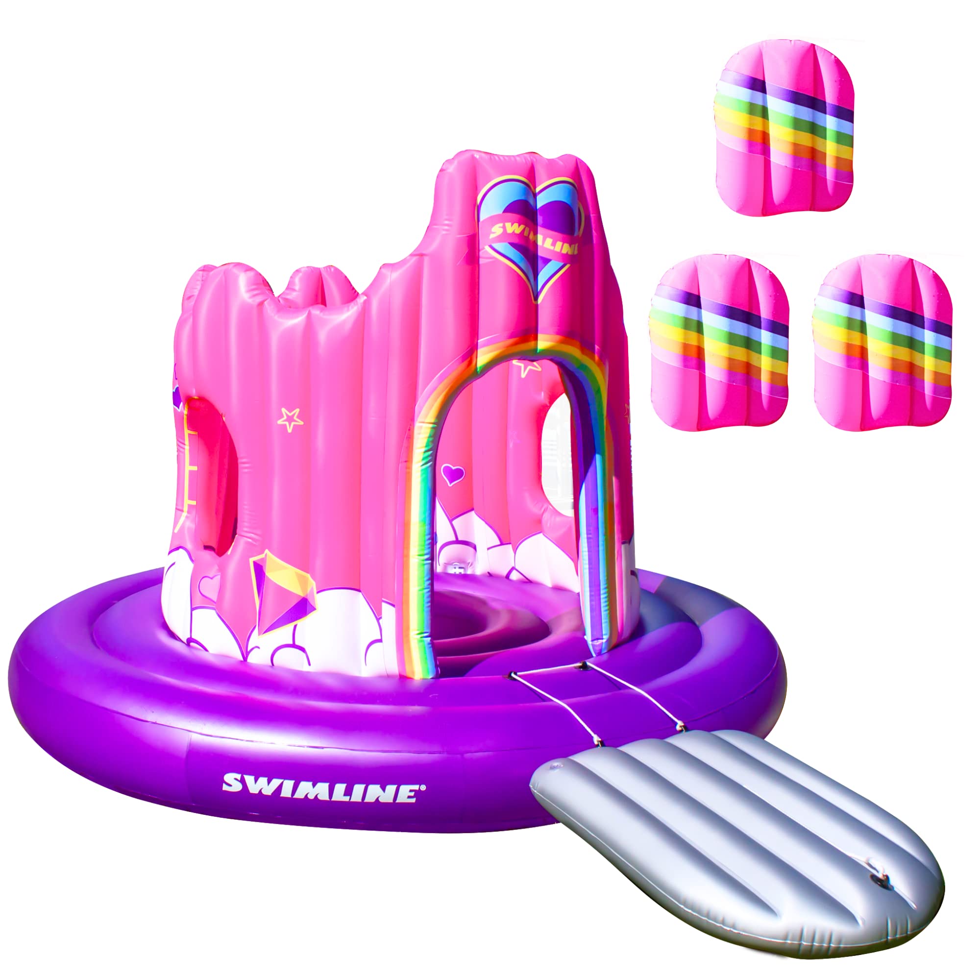 Foto 2 pulgar | Línea De Natación Inflable Con Forma De Castillo De Unicornios Para 4 Personas - Venta Internacional.