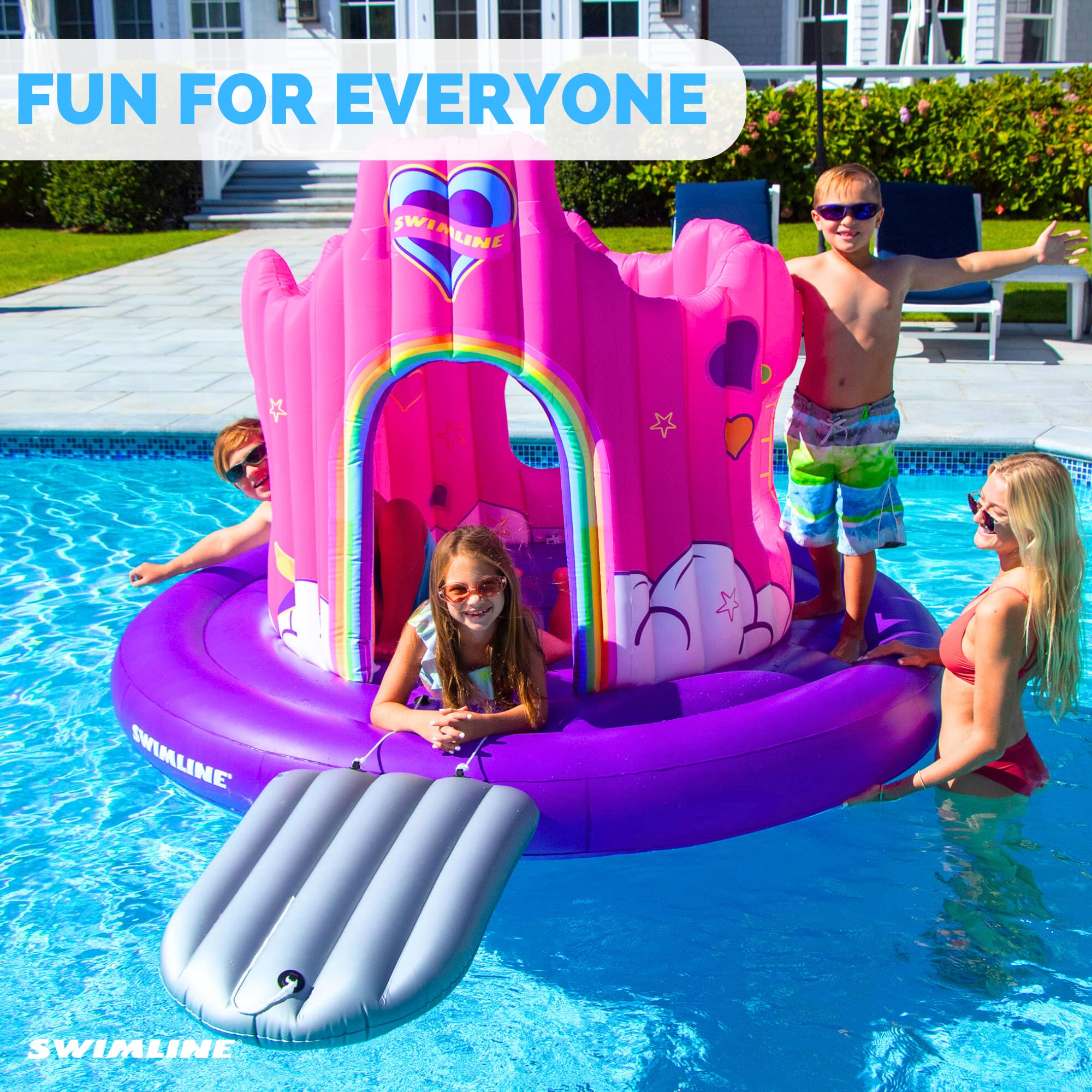 Foto 2 | Línea De Natación Inflable Con Forma De Castillo De Unicornios Para 4 Personas - Venta Internacional.