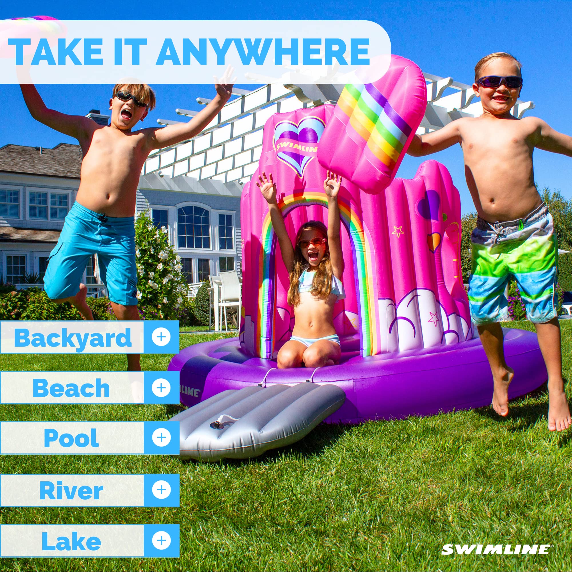 Foto 3 | Línea De Natación Inflable Con Forma De Castillo De Unicornios Para 4 Personas - Venta Internacional.