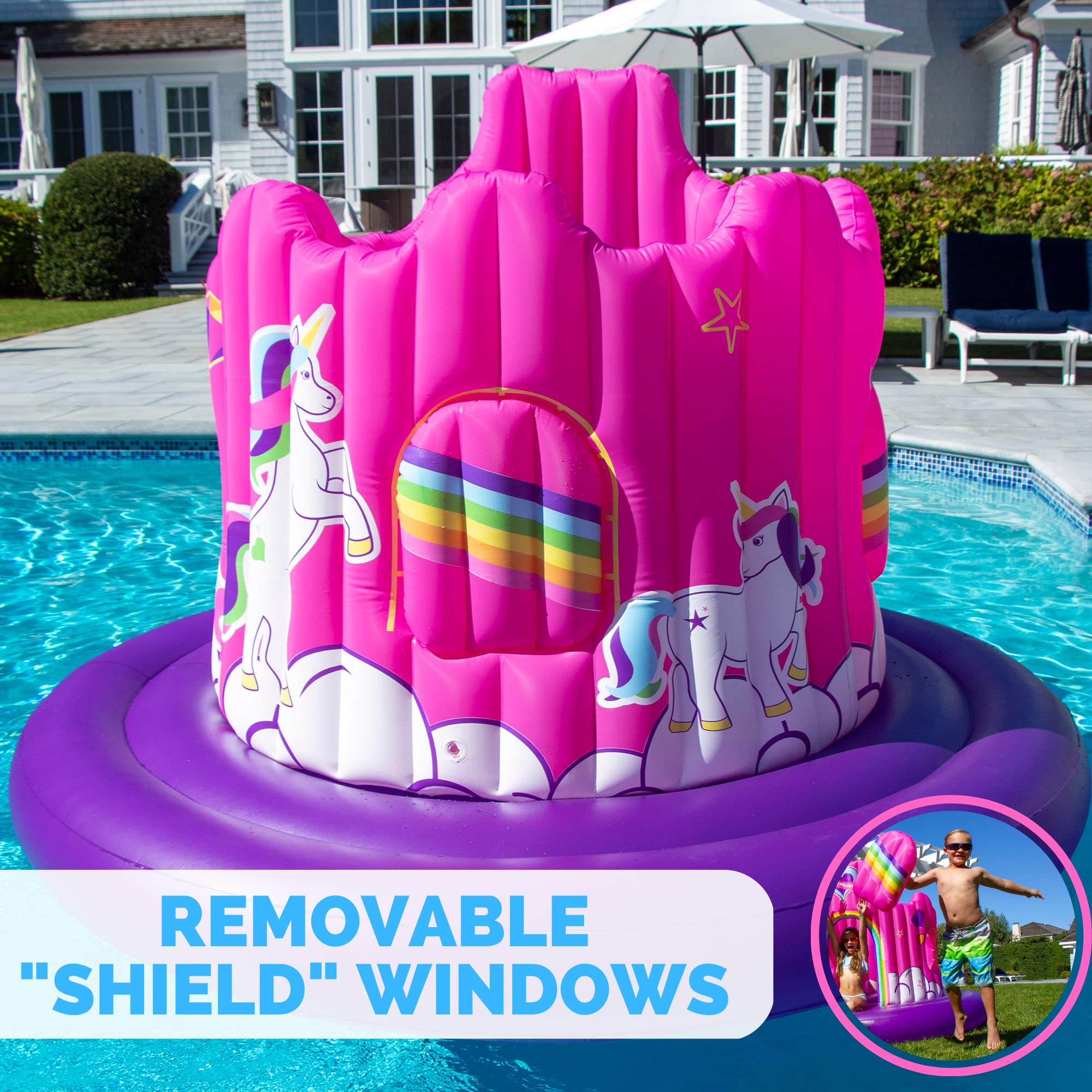 Foto 6 pulgar | Línea De Natación Inflable Con Forma De Castillo De Unicornios Para 4 Personas - Venta Internacional.