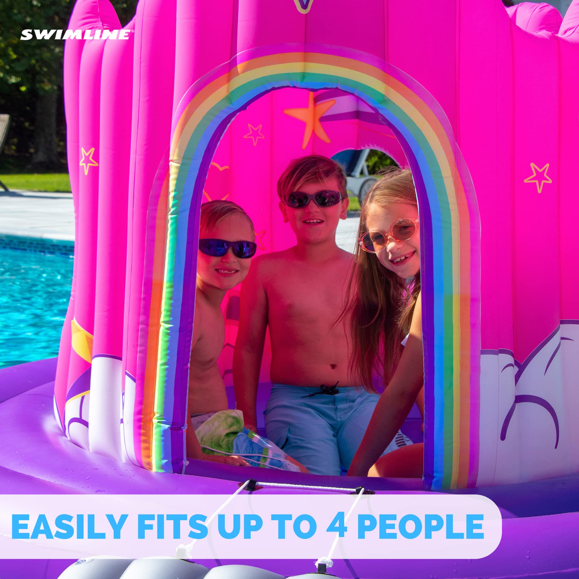 Foto 7 pulgar | Línea De Natación Inflable Con Forma De Castillo De Unicornios Para 4 Personas - Venta Internacional.