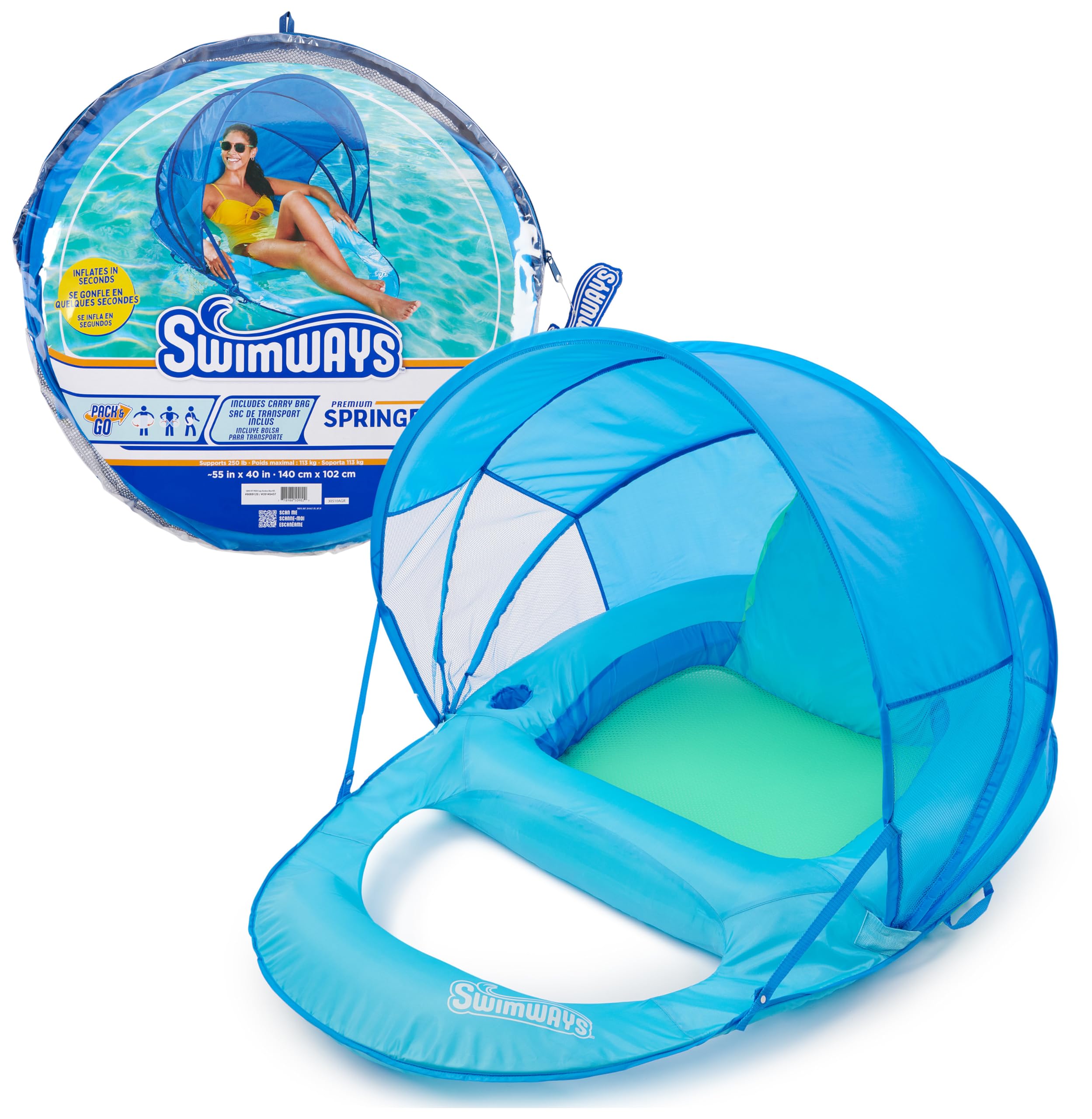 Foto 2 pulgar | Tumbona De Piscina Swimways Spring Float Premium Con Toldo - Venta Internacional.