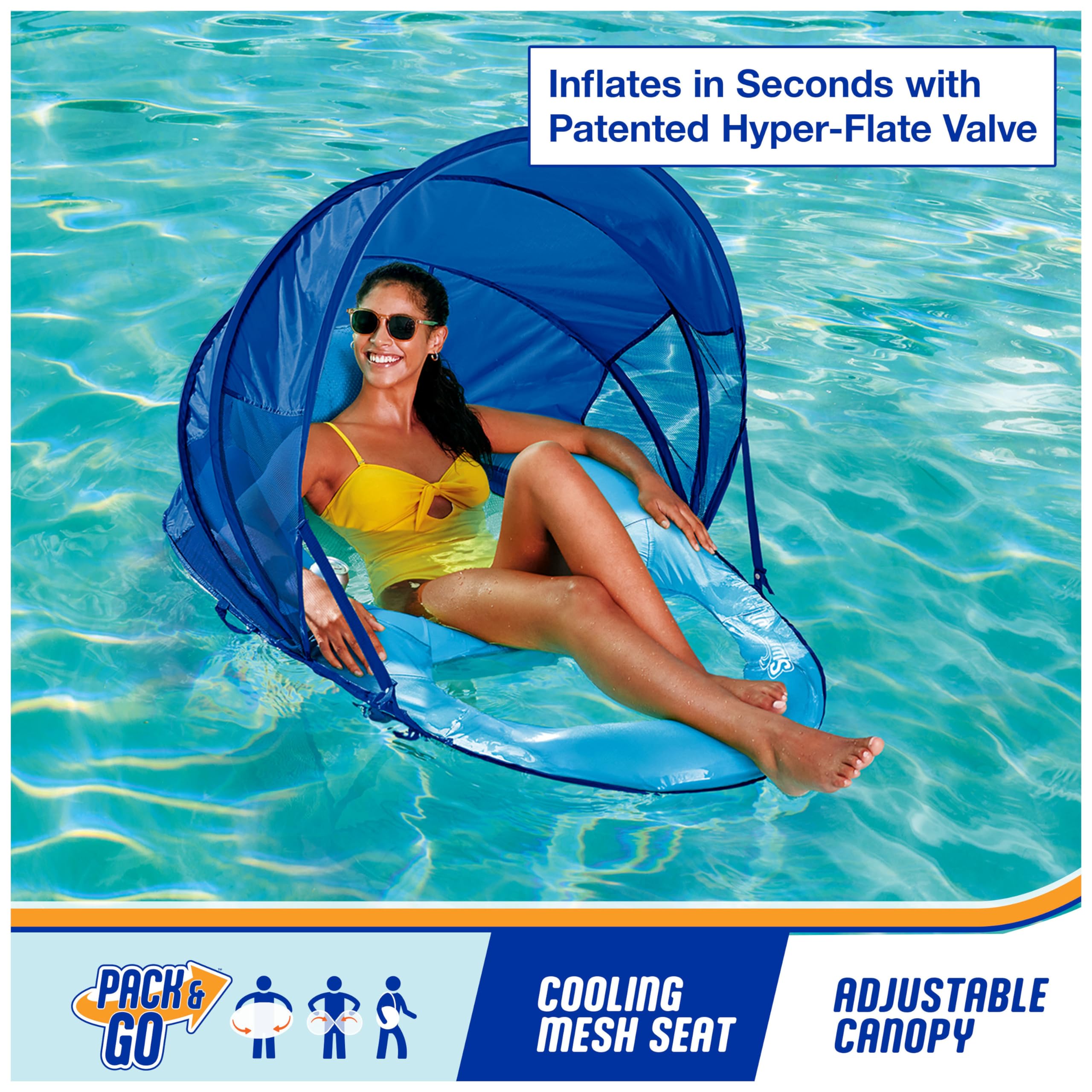Foto 3 pulgar | Tumbona De Piscina Swimways Spring Float Premium Con Toldo - Venta Internacional.