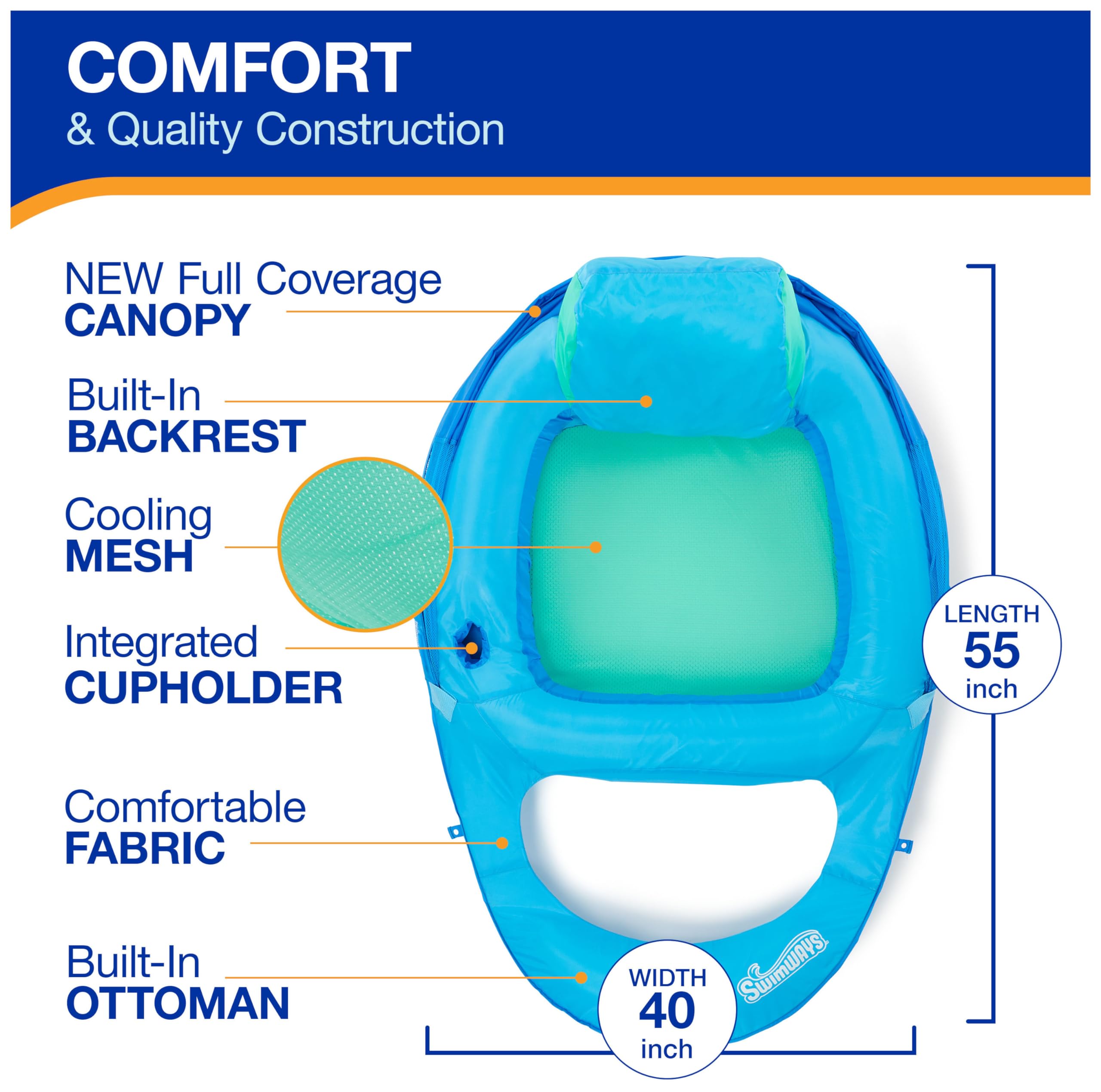 Foto 4 pulgar | Tumbona De Piscina Swimways Spring Float Premium Con Toldo - Venta Internacional.