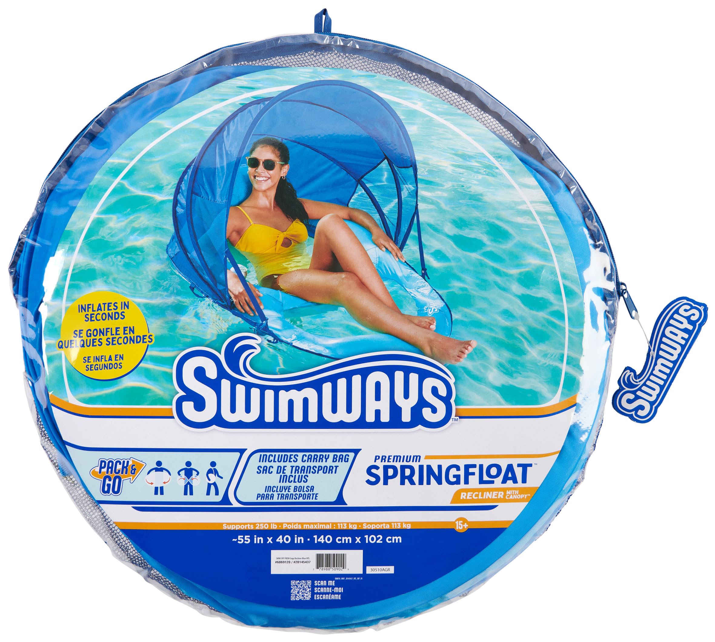 Foto 8 pulgar | Tumbona De Piscina Swimways Spring Float Premium Con Toldo - Venta Internacional.