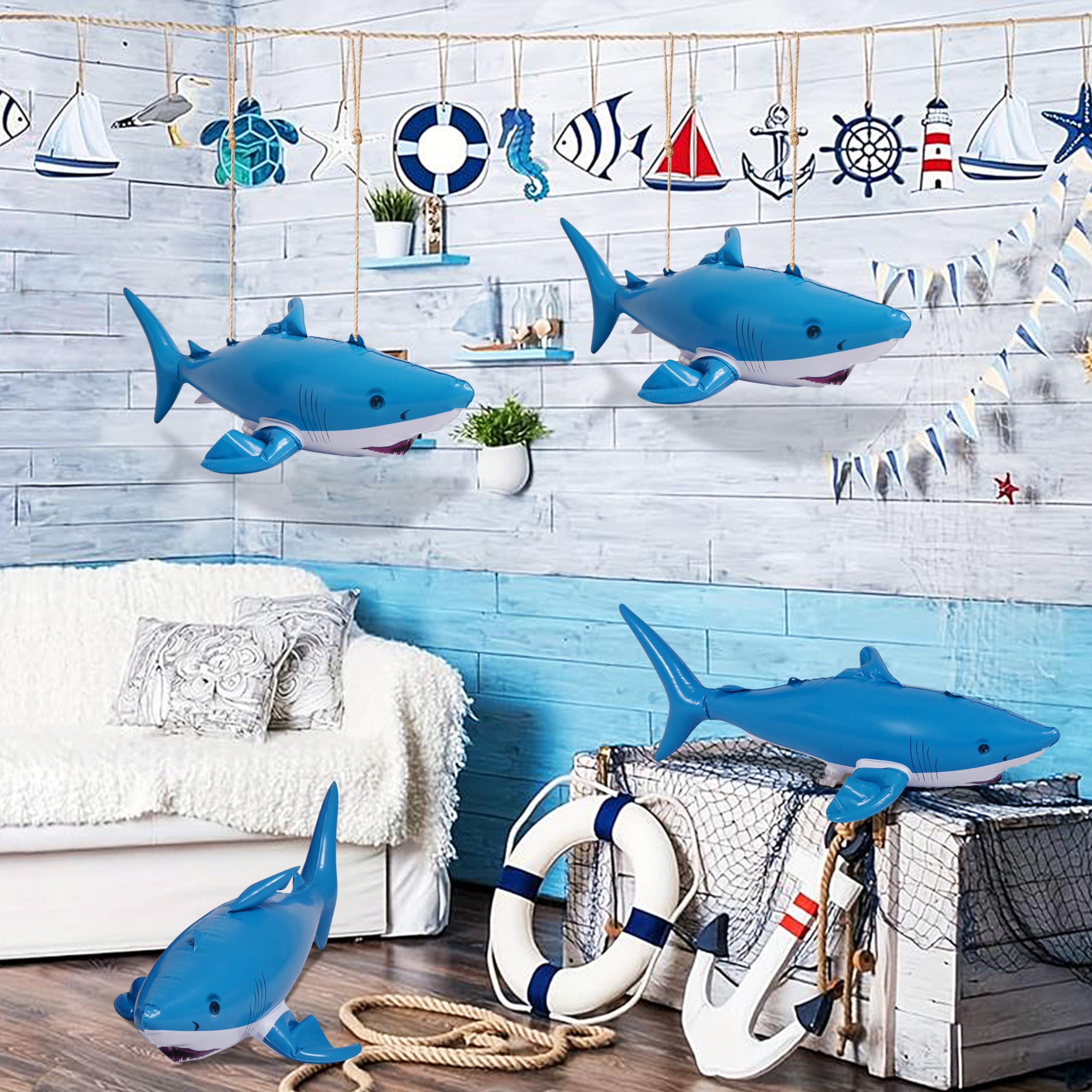 Foto 4 | Pack De 4 Creaciones Inflables Con Forma De Tiburón Y Jet Para Animales Acuáticos - Venta Internacional.
