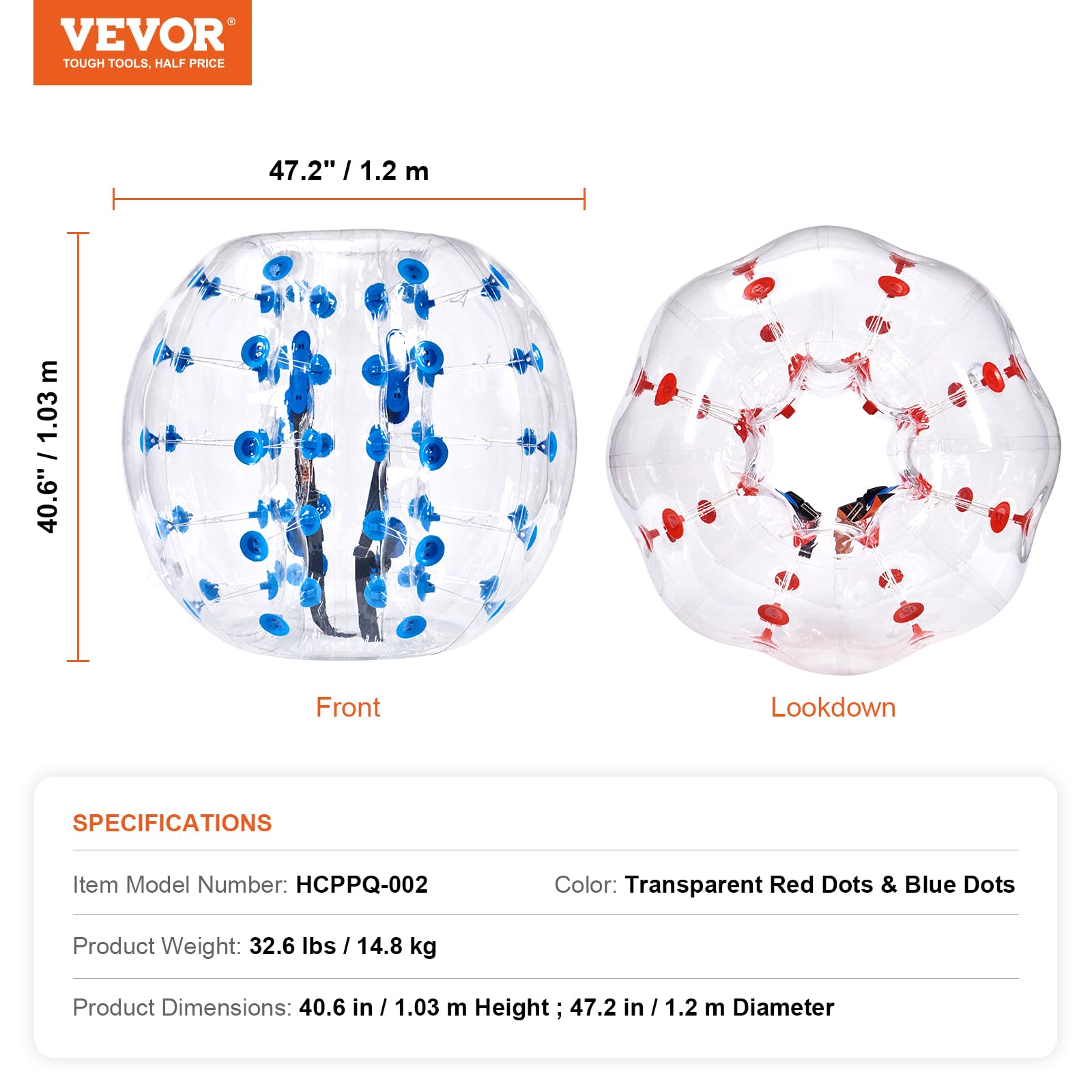 Foto 7 | Pelotas Inflables Vevor Body Sumo Zorb De 4 Pies/1,2 M, Paquete De 2 - Venta Internacional.