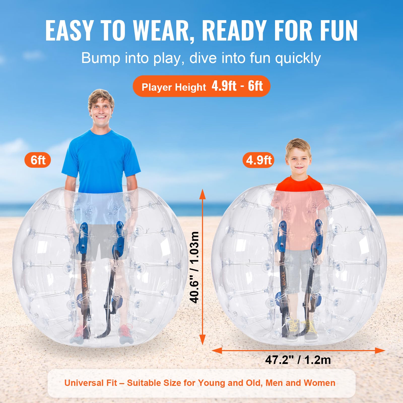 Foto 3 | Pelotas Inflables Vevor Body Sumo Zorb De 4 Pies/1,2 M, Paquete De 2 - Venta Internacional.