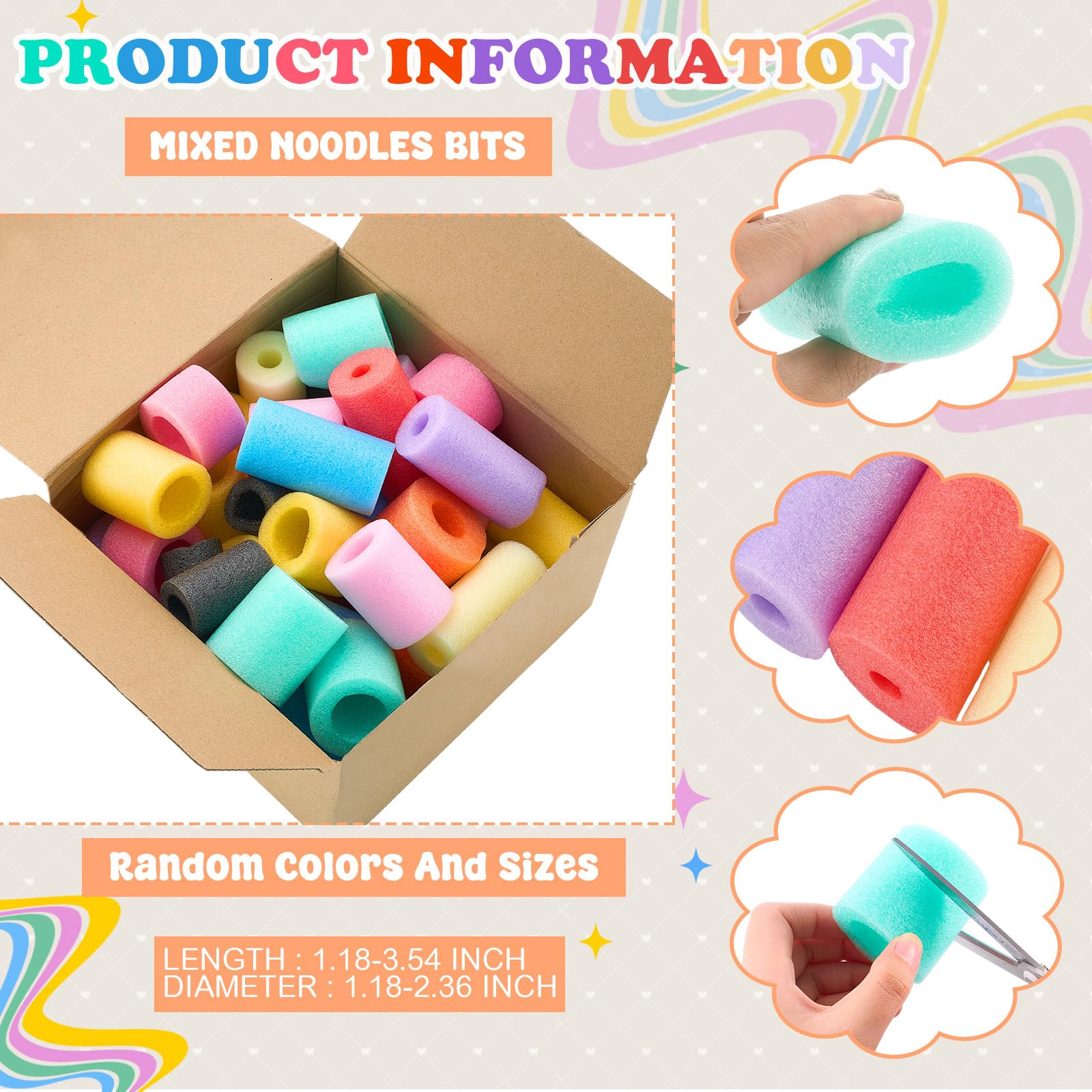 Foto 3 pulgar | Pool Noodles Frienda, 50 Unidades, Manualidades, Tamaño Pequeño, Multicolor - Venta Internacional.