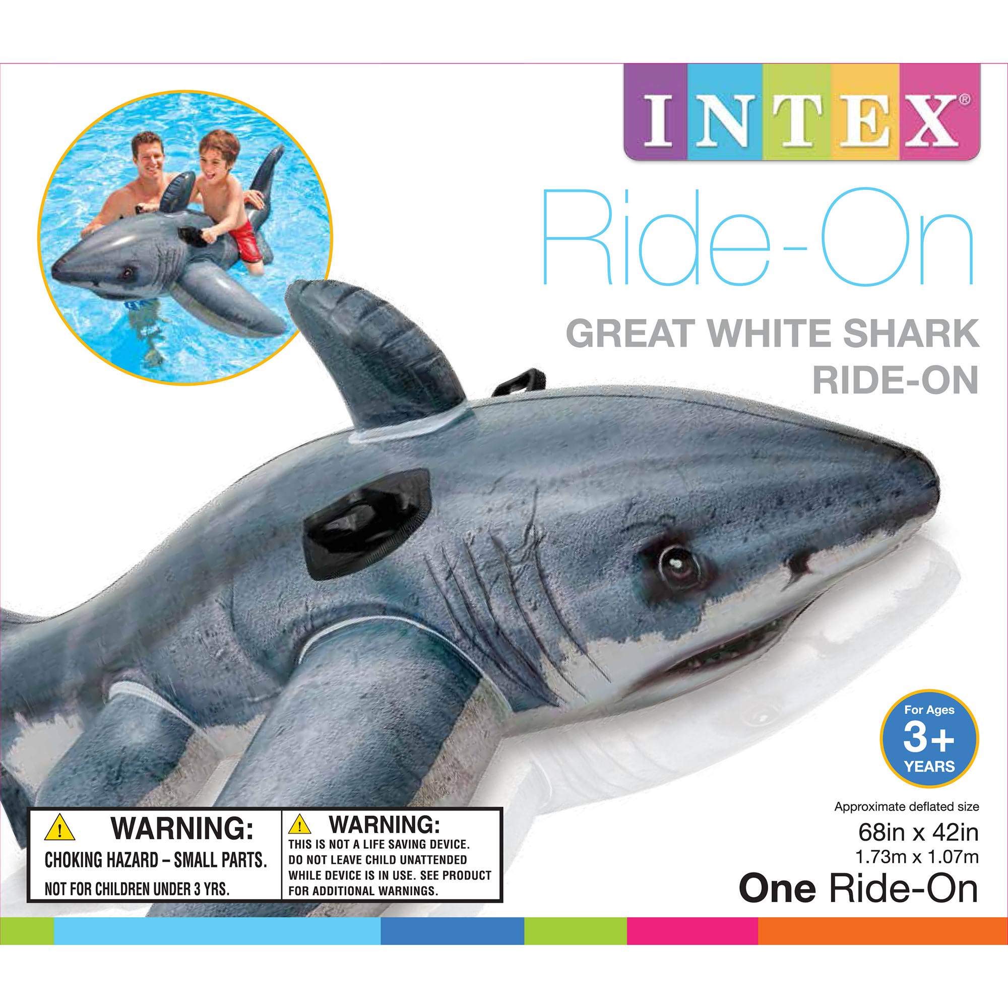 Foto 5 pulgar | Flotador Inflable Para Piscina Intex Great White Shark Para Niños A Partir De 3 Años - Venta Internacional.