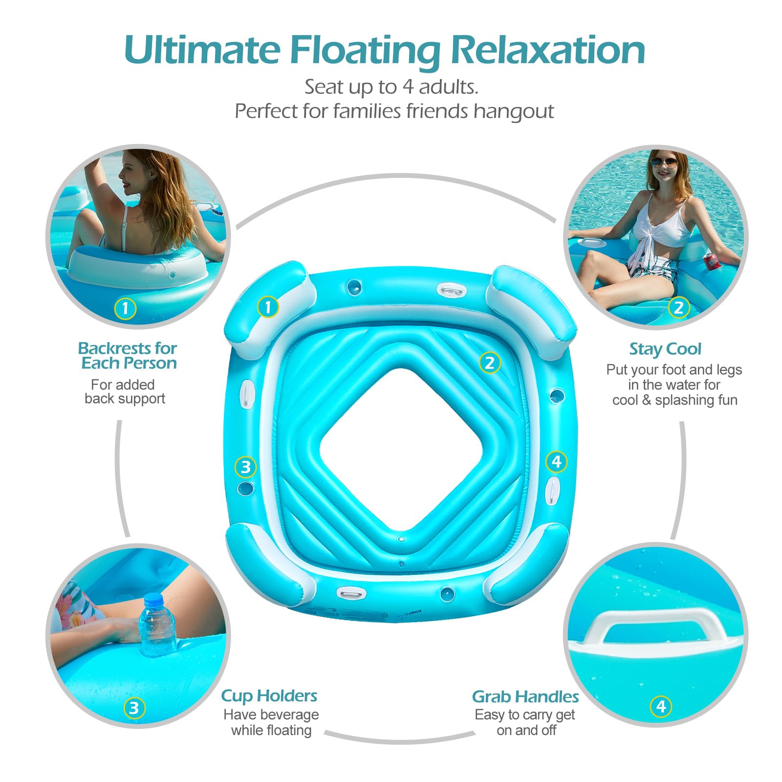 Foto 3 pulgar | Floating Island Float Jasonwell, Hinchable Para Piscina, Para 4 Personas - Venta Internacional.