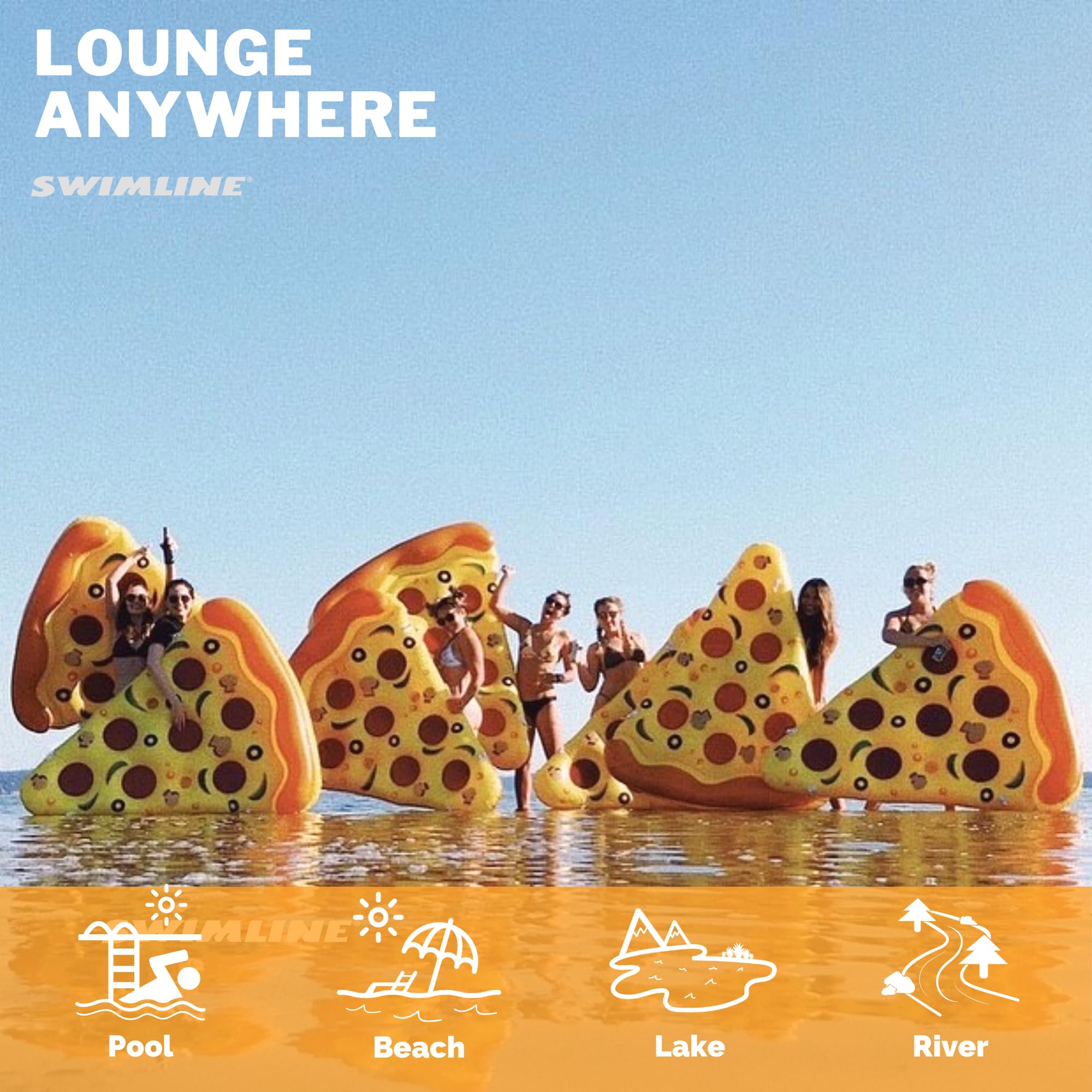 Foto 4 pulgar | Rebanada De Pizza Inflable Pool Float Swimline Con Portavasos - Venta Internacional.