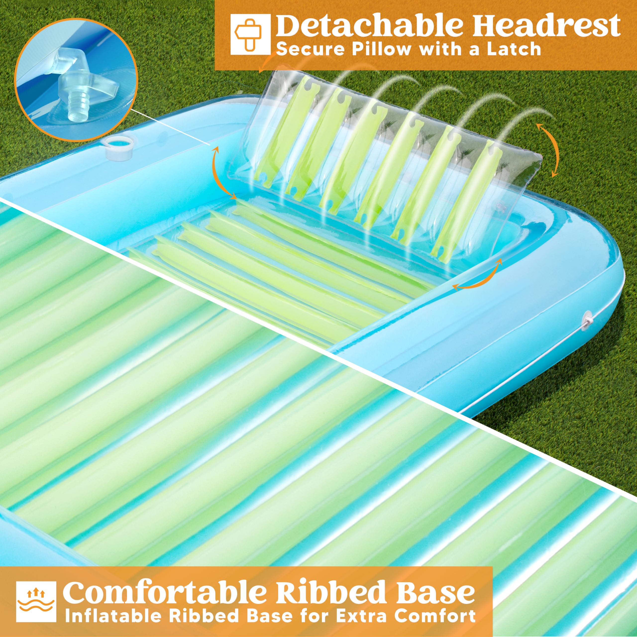 Foto 6 pulgar | Flotador Inflable Para Broncearse En La Piscina, Salón, Sloosh Xl, Azul Y Verde - Venta Internacional.