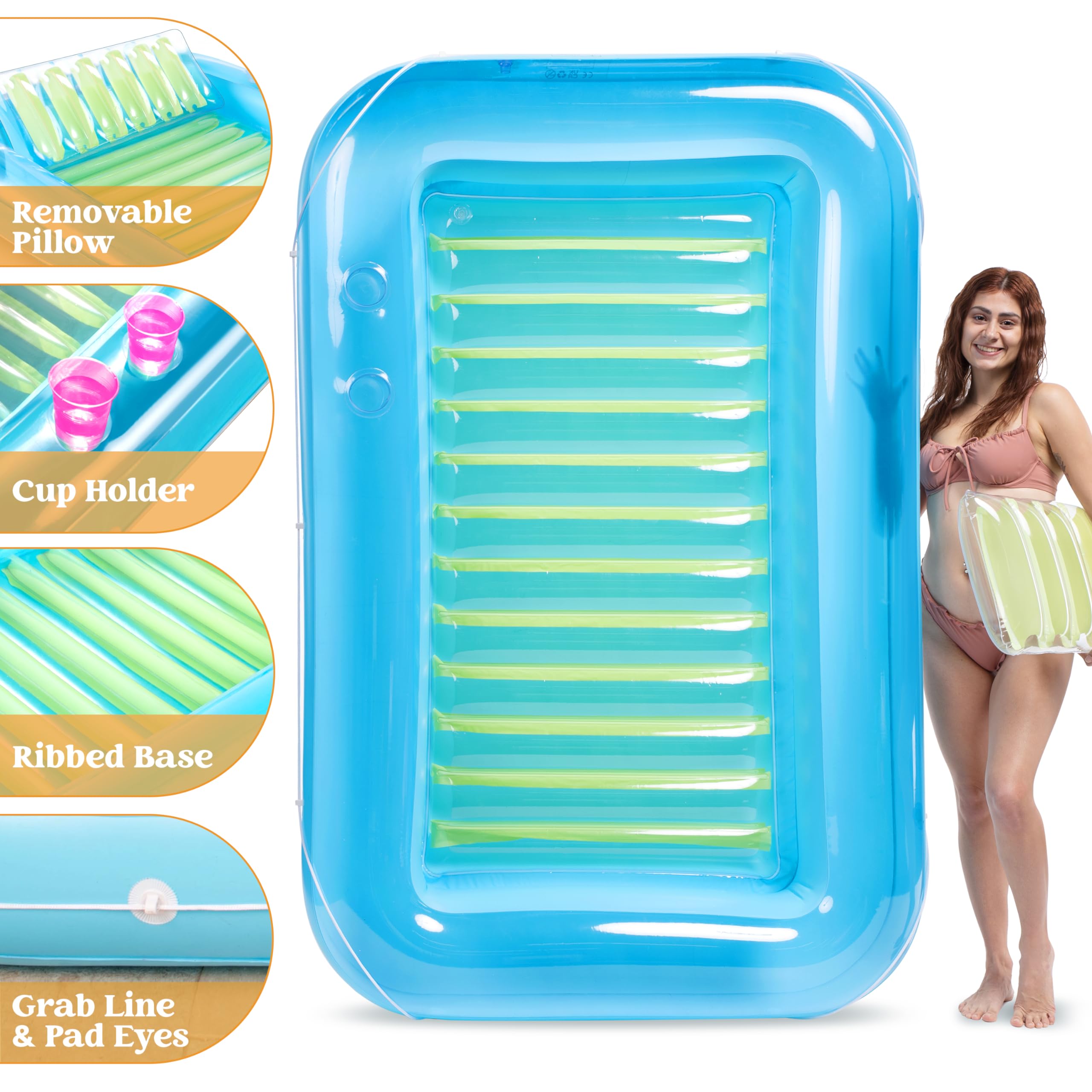 Foto 7 pulgar | Flotador Inflable Para Broncearse En La Piscina, Salón, Sloosh Xl, Azul Y Verde - Venta Internacional.