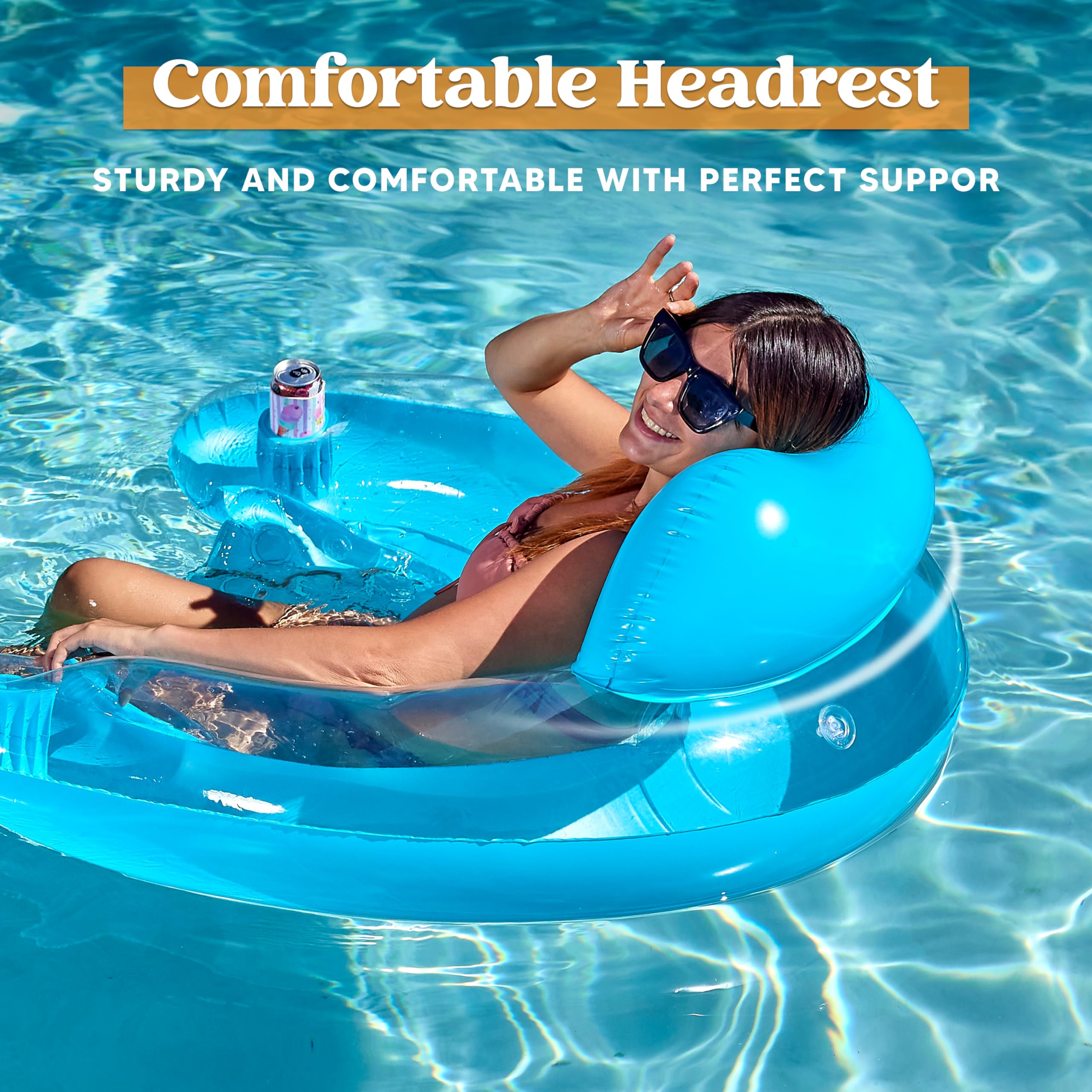 Foto 3 pulgar | Flotadores Inflables Para Piscina Sloosh Para Adultos, Paquete De 2 Con Portavasos - Venta Internacional.