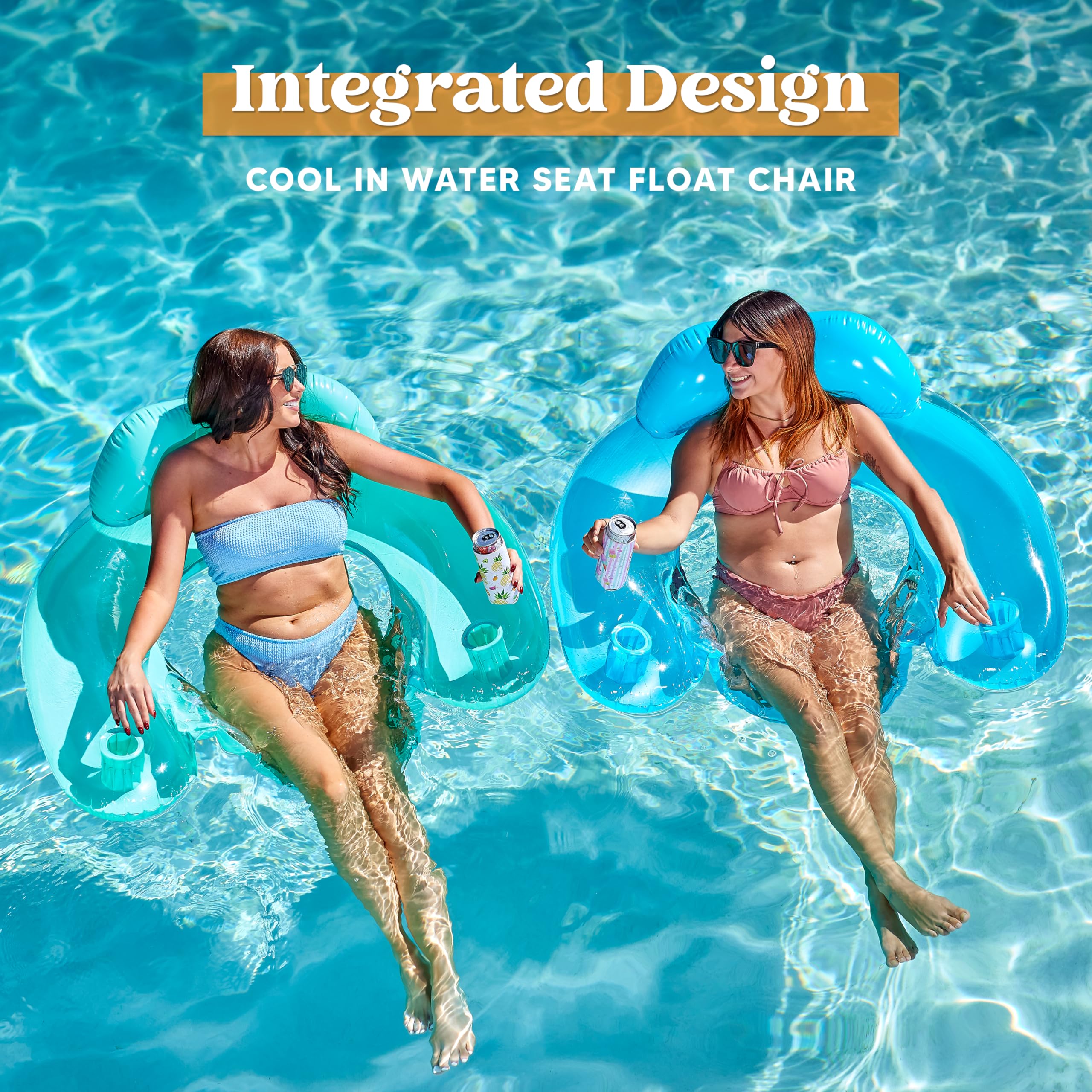 Foto 3 | Flotadores Inflables Para Piscina Sloosh Para Adultos, Paquete De 2 Con Portavasos - Venta Internacional.